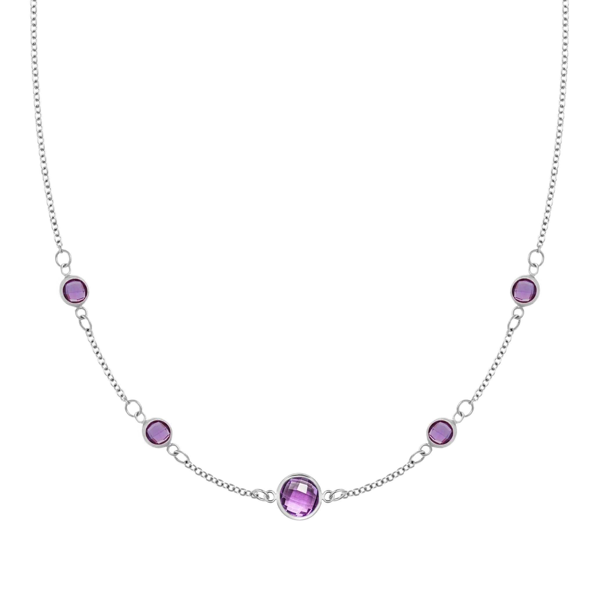 1 Grand & 4 Petite Amethyst Necklace in 14k Gold (February) - Image 5