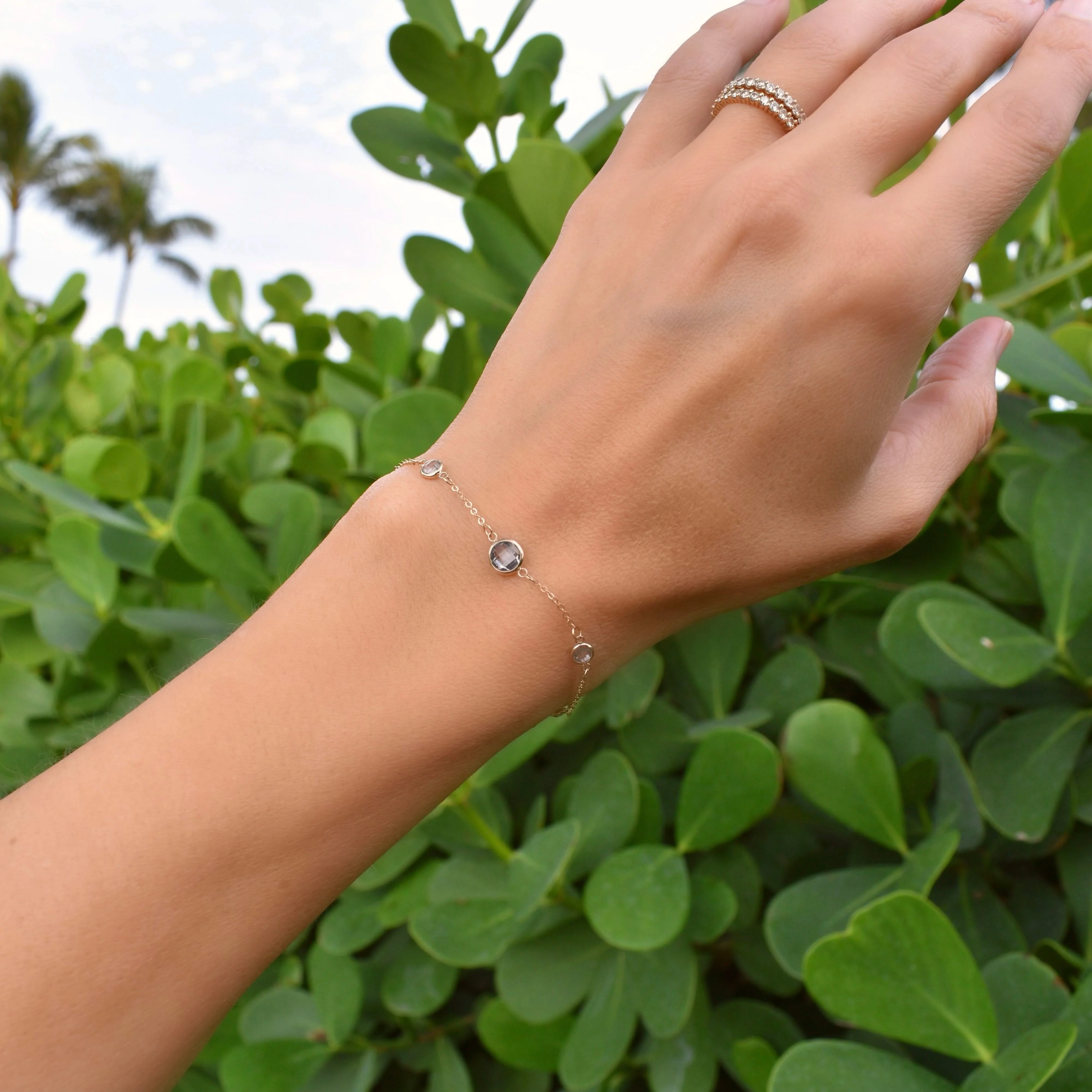 1 Grand & 4 Petite Aquamarine Bracelet in 14k Gold (March) - Image 2