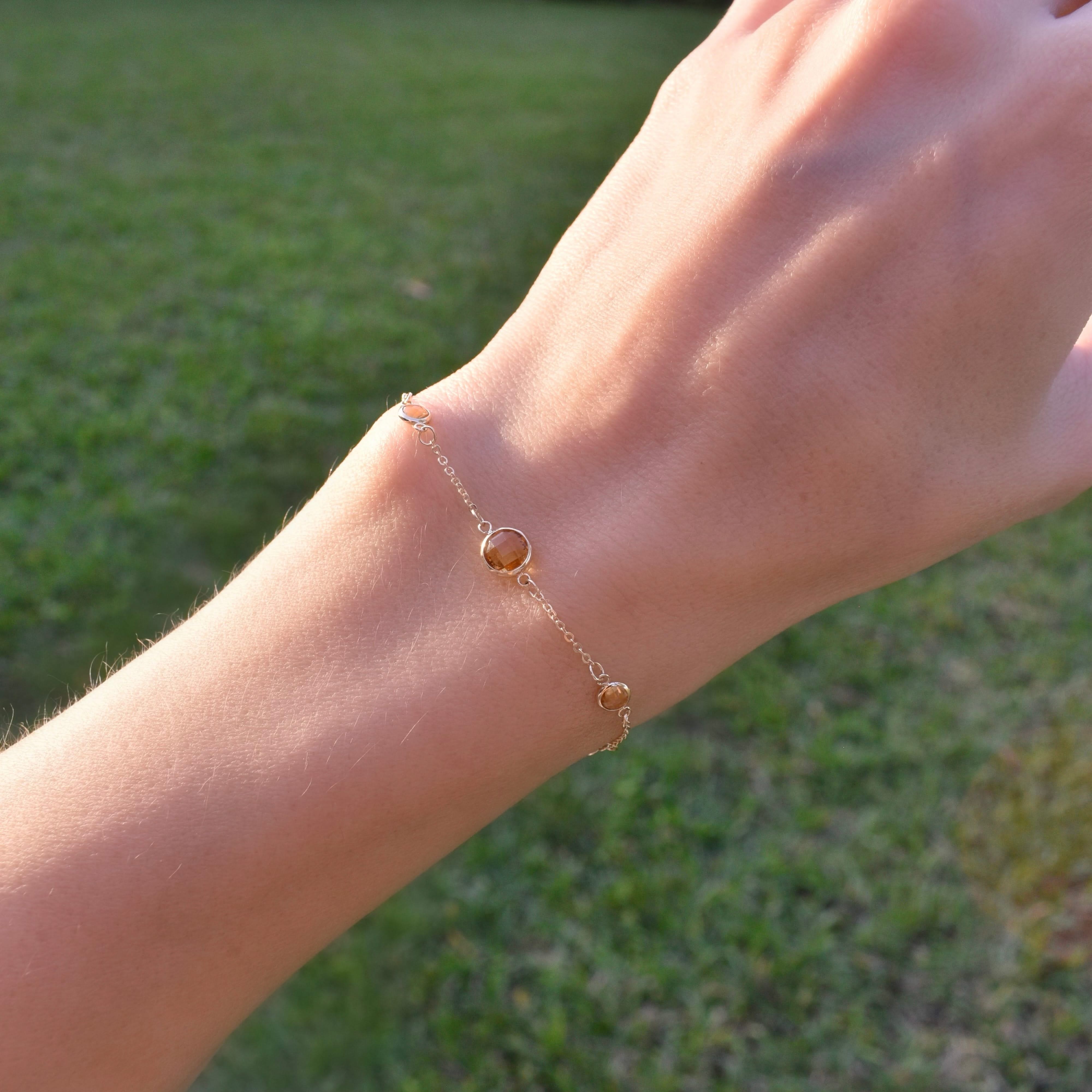 1 Grand & 4 Petite Citrine Bracelet in 14k Gold (November) - Image 2