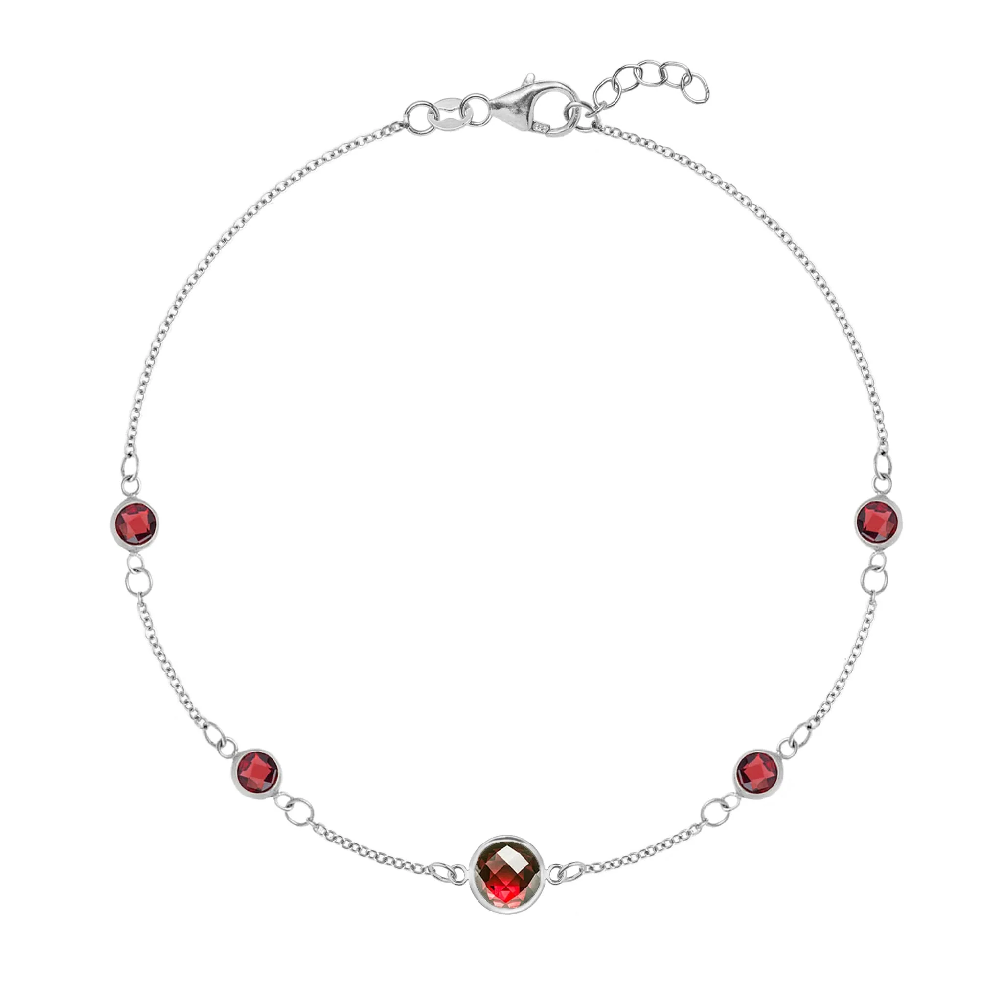 1 Grand & 4 Petite Garnet Bracelet in 14k Gold (January) - Image 5
