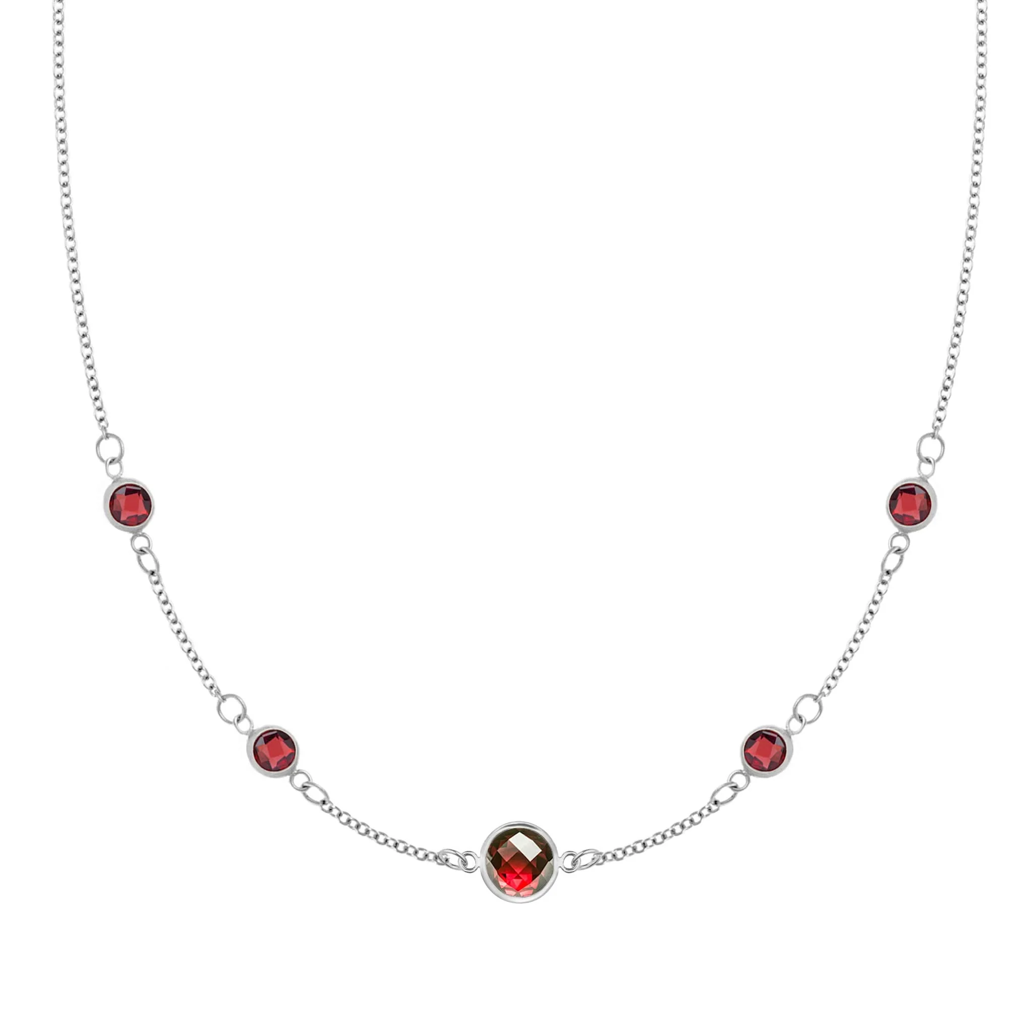 1 Grand & 4 Petite Garnet Necklace in 14k Gold (January) - Image 5