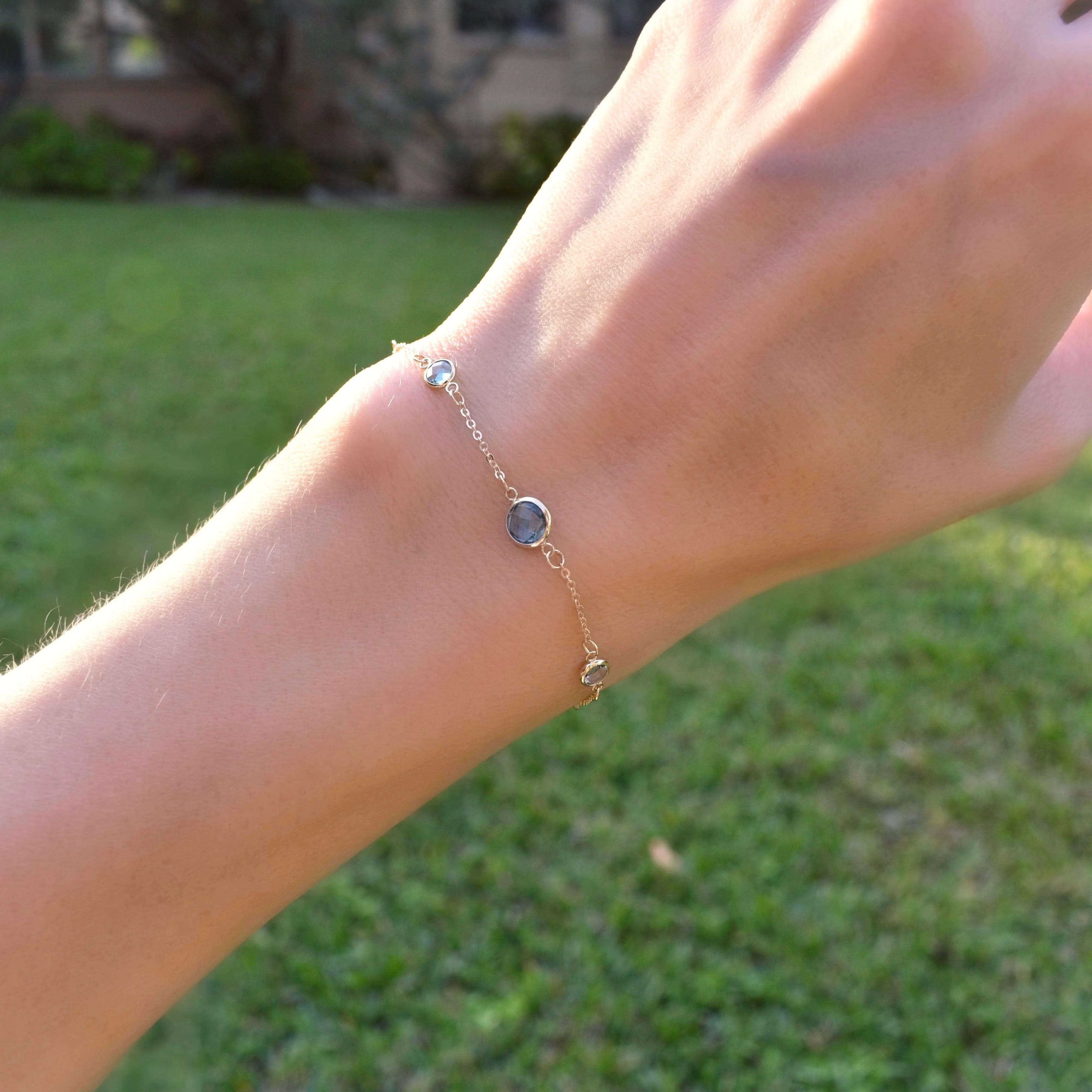 1 Grand & 4 Petite Nantucket Blue Topaz Bracelet in 14k Gold (December) - Image 2