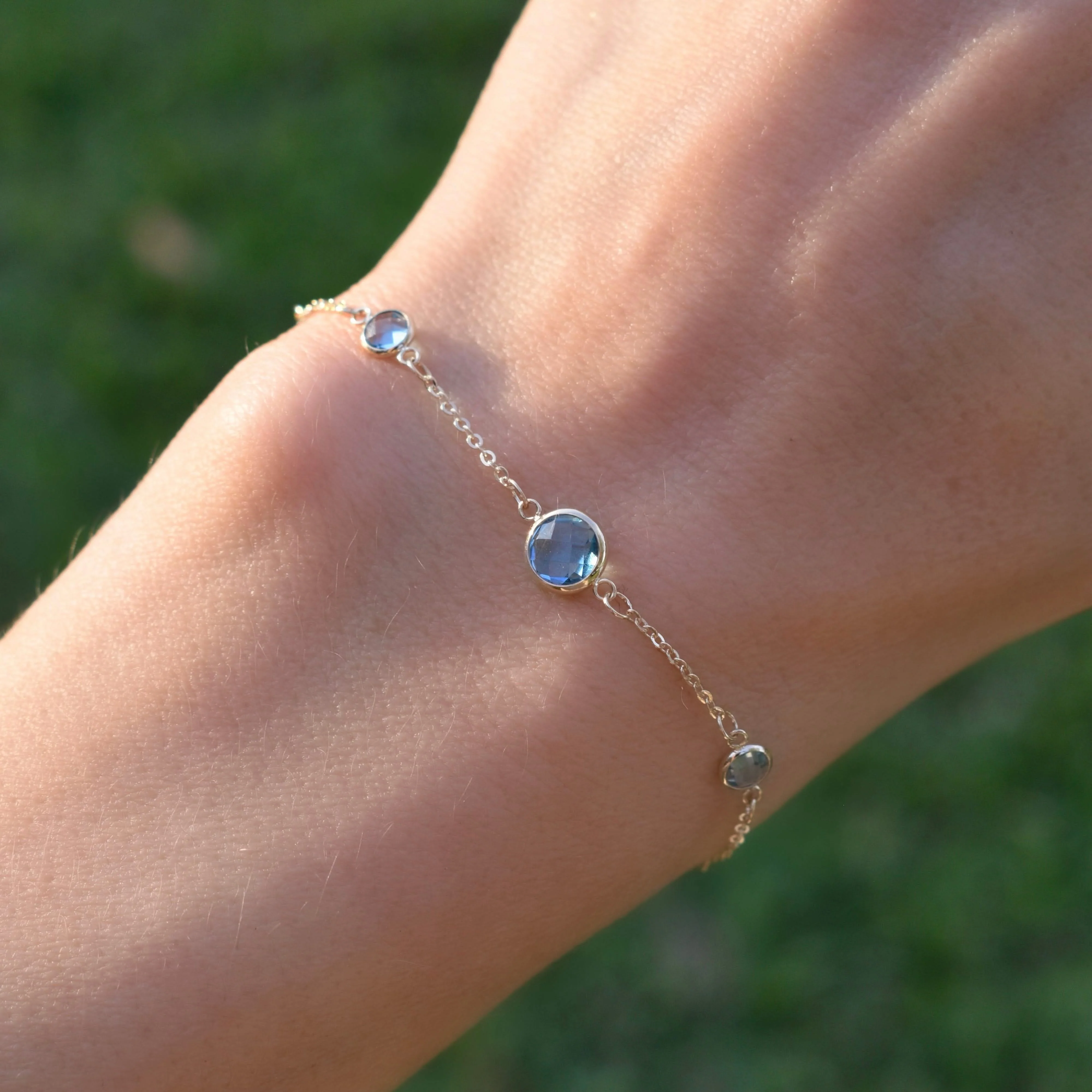 1 Grand & 4 Petite Nantucket Blue Topaz Bracelet in 14k Gold (December) - Image 3