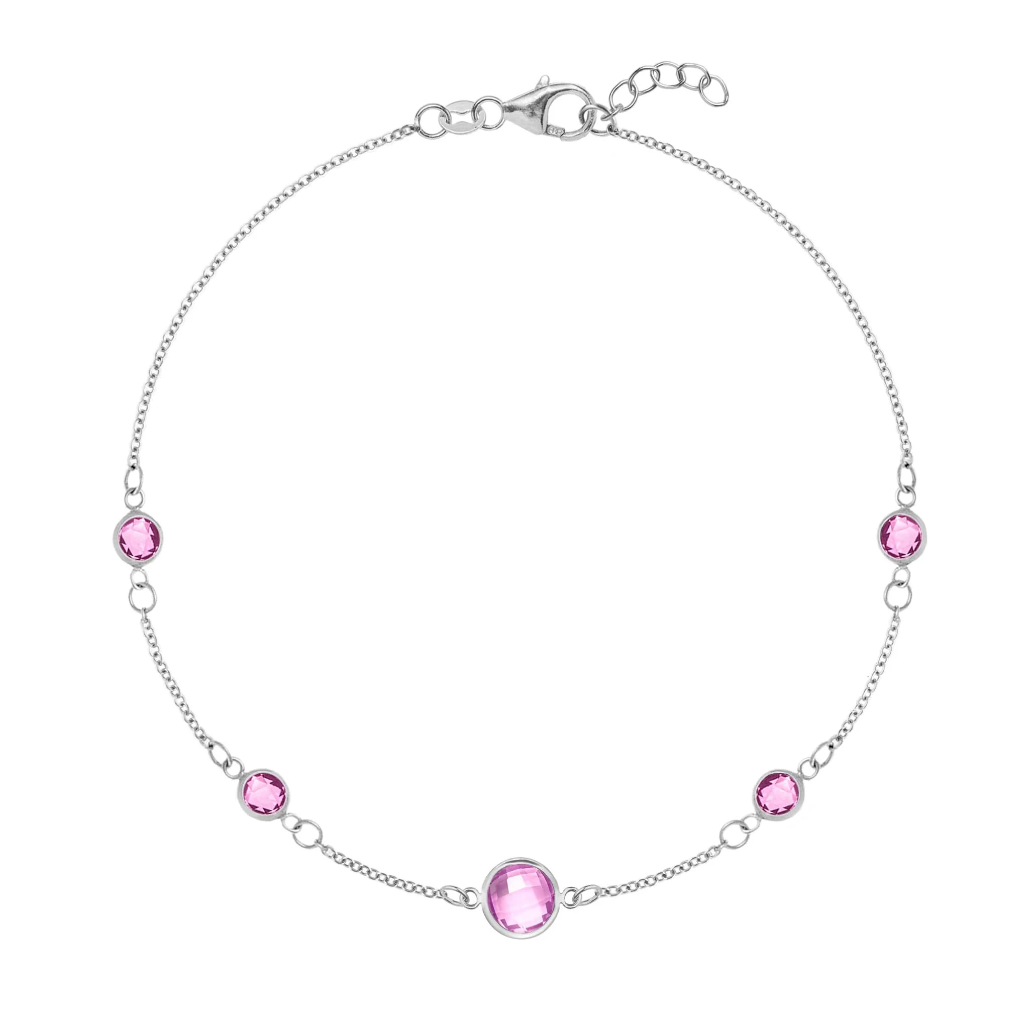 1 Grand & 4 Petite Pink Sapphire Bracelet in 14k Gold (October) - Image 5