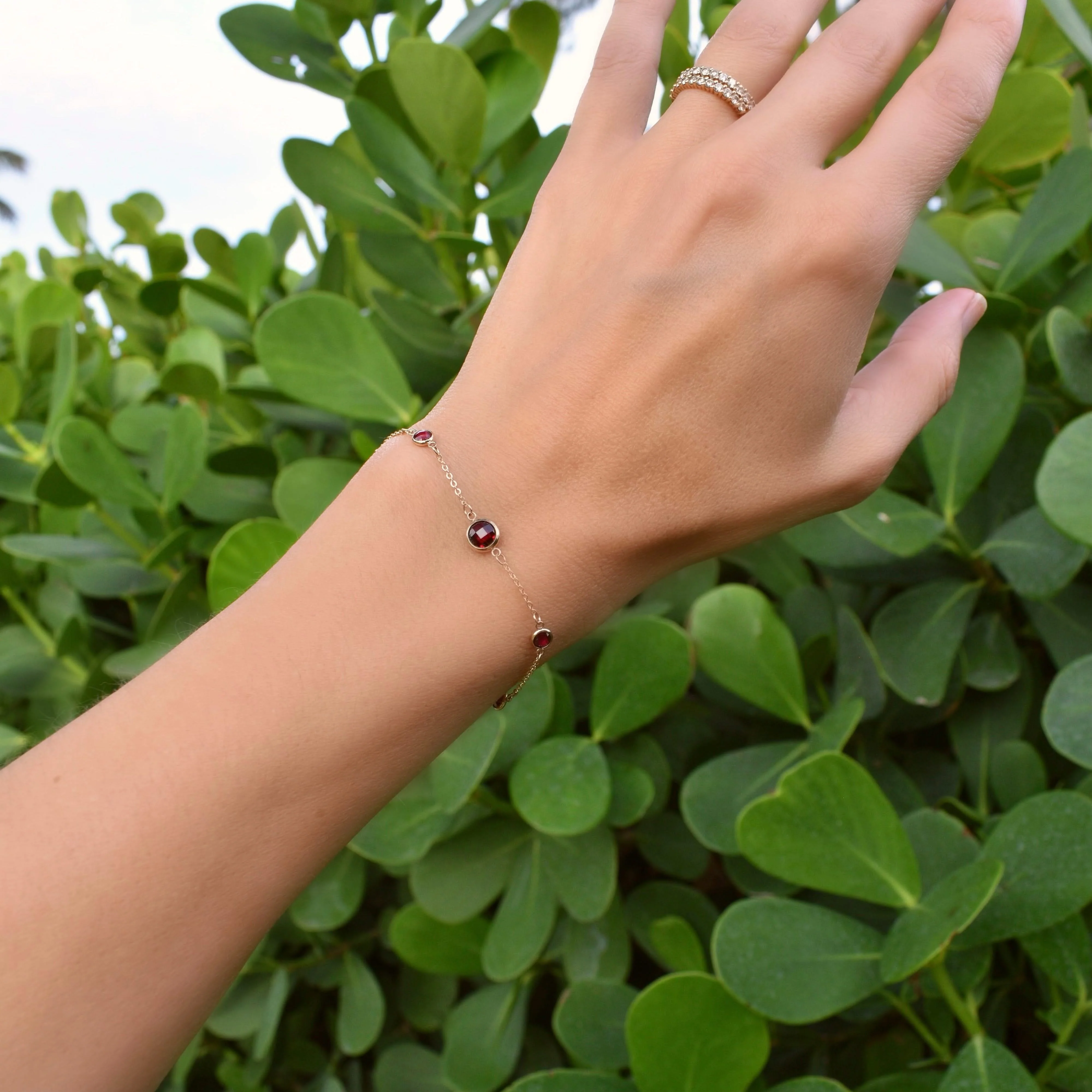1 Grand & 4 Petite Ruby Bracelet in 14k Gold (July) - Image 2