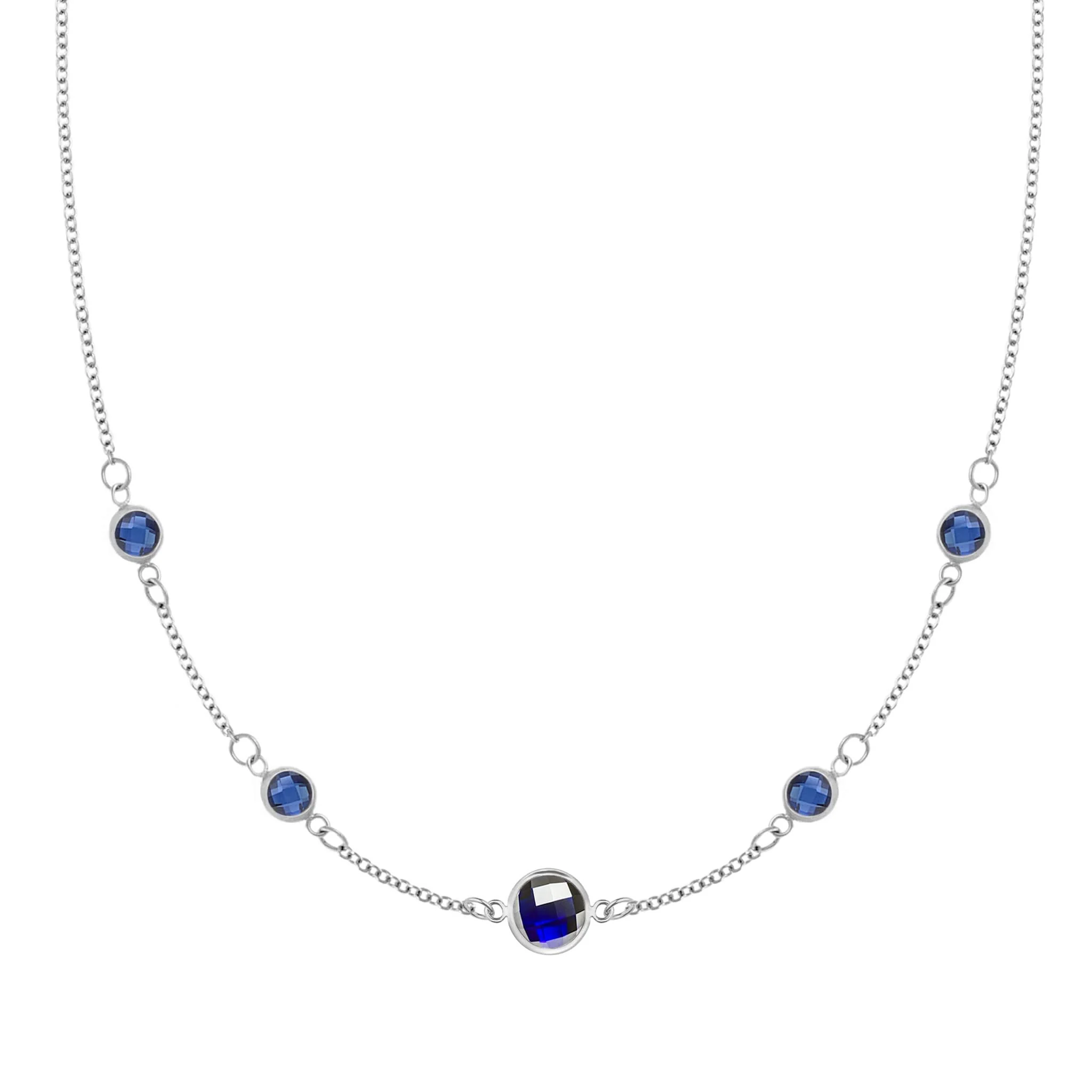 1 Grand & 4 Petite Sapphire Necklace in 14k Gold (September) - Image 5