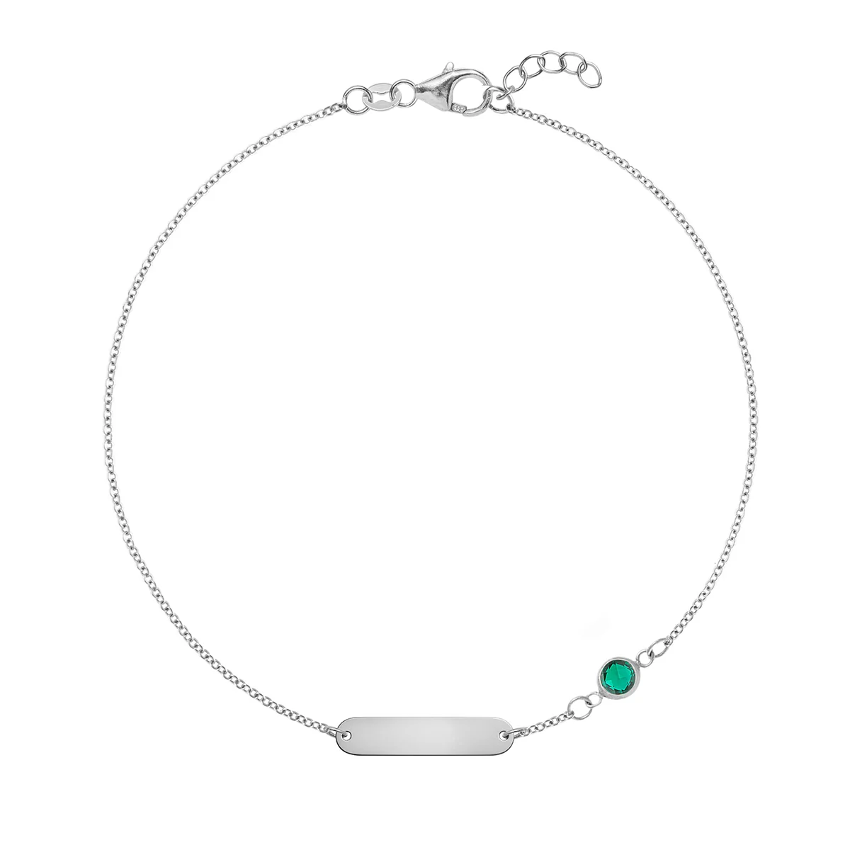 1 Nameplate & 1 Petite Emerald Bracelet in 14k Gold (May) - Image 7