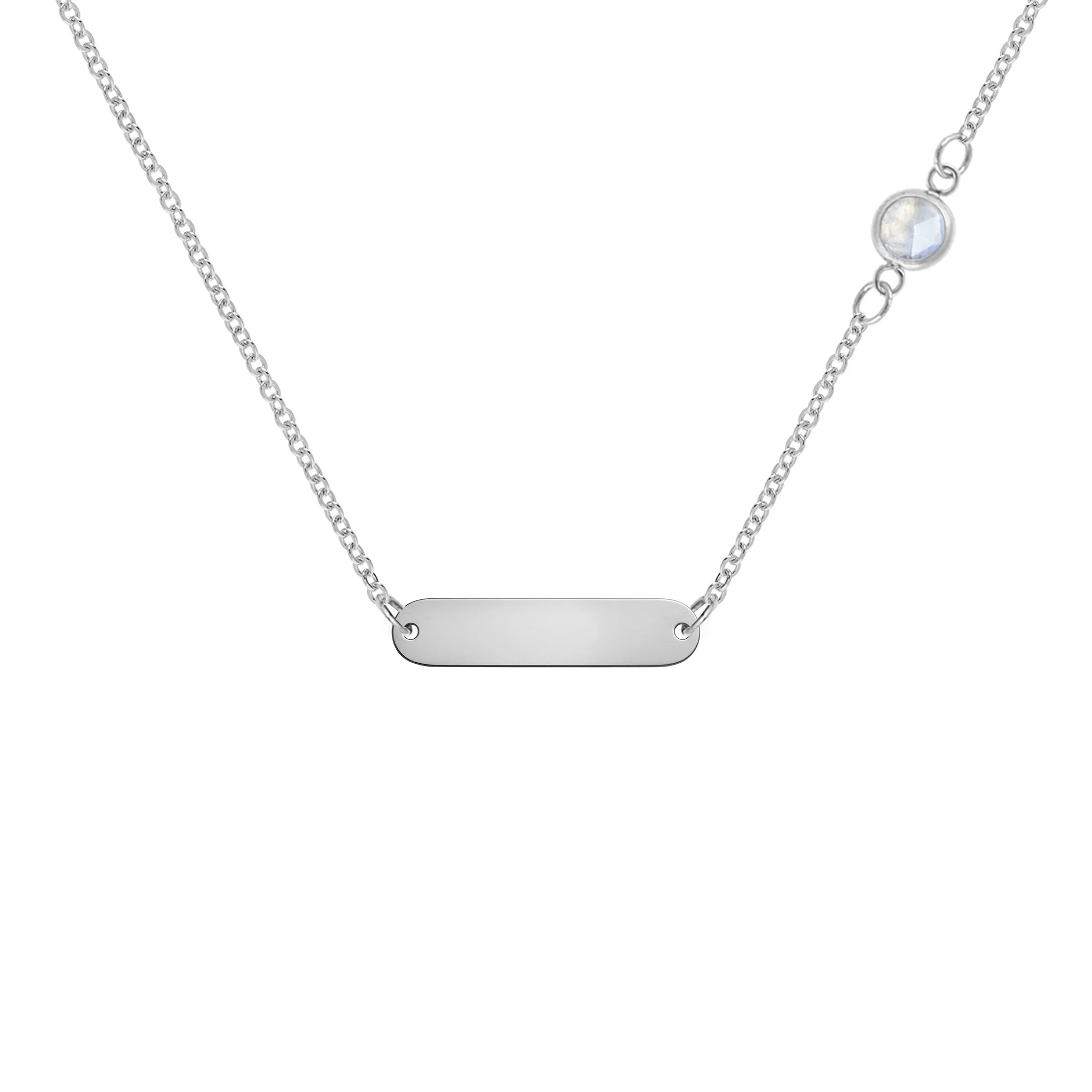 1 Nameplate & 1 Petite Moonstone Necklace in 14k Gold (June) - Image 7