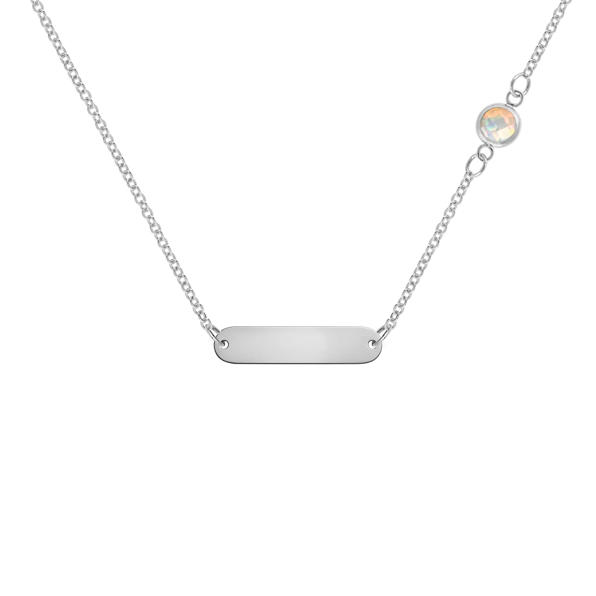 1 Nameplate & 1 Petite Opal Necklace in 14k Gold (October) - Image 7