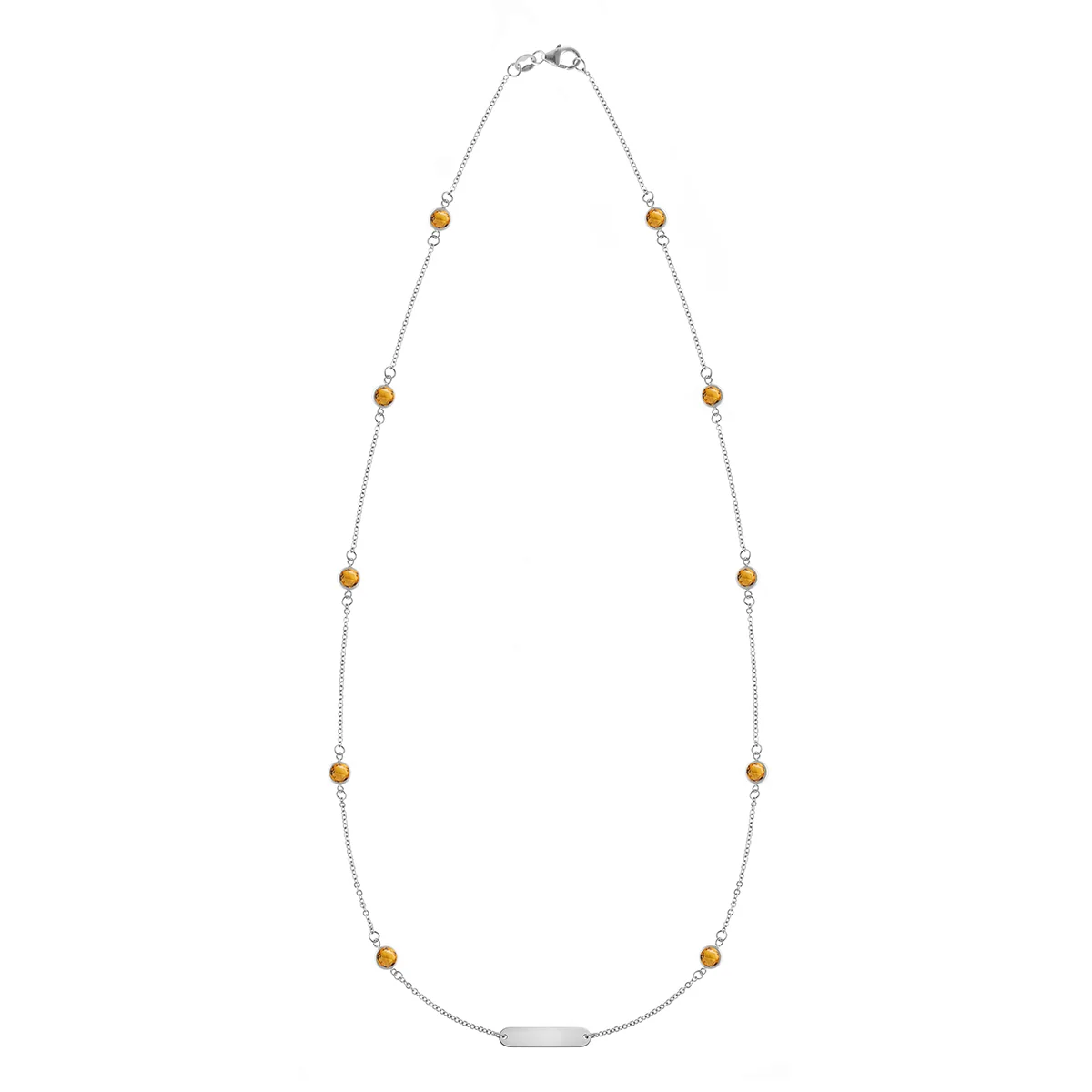 1 Nameplate & 10 Petite Citrine Necklace in 14k Gold (November) - Image 4