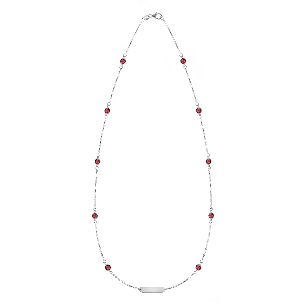 1 Nameplate & 10 Petite Garnet Necklace in 14k Gold (January) - Image 4