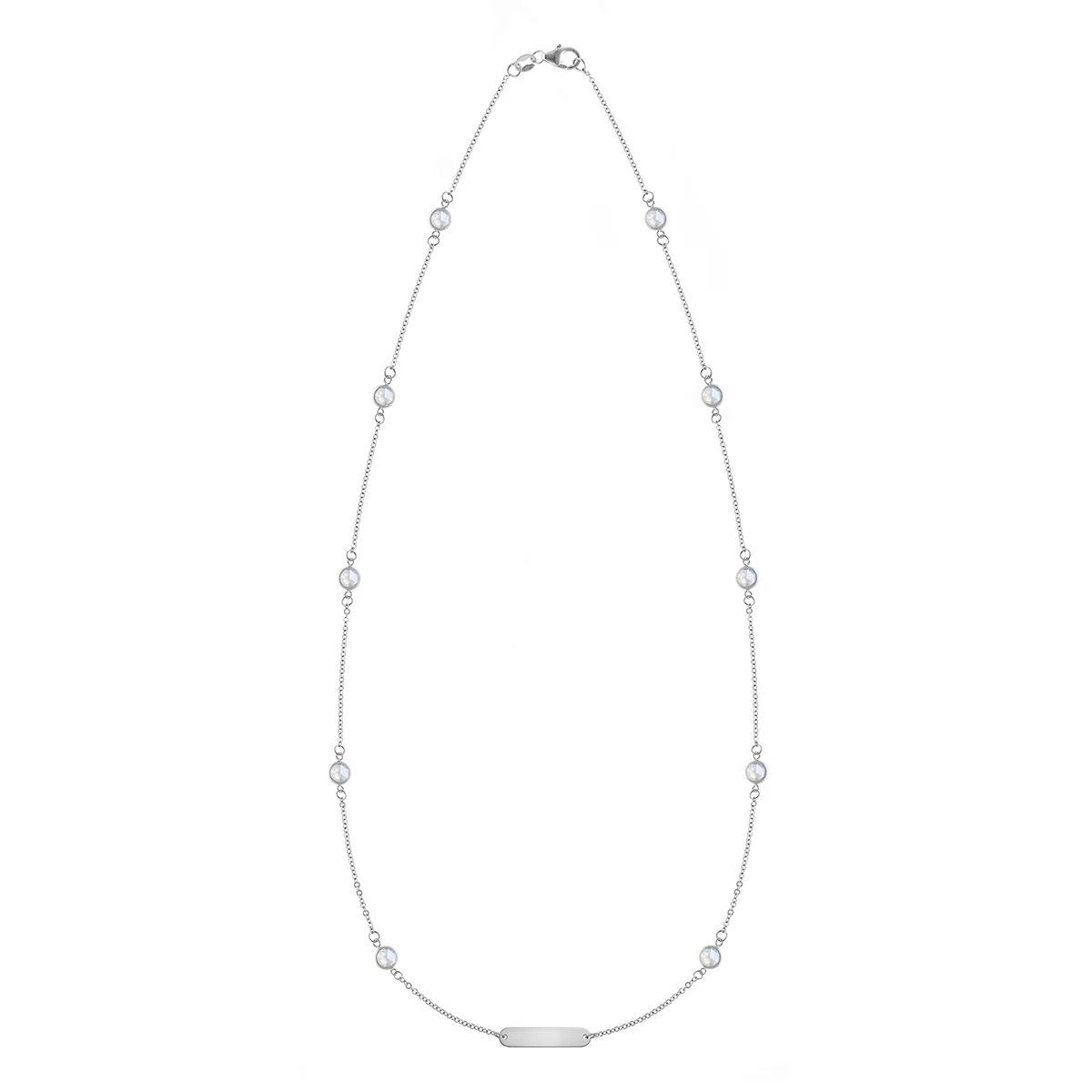 1 Nameplate & 10 Petite Moonstone Necklace in 14k Gold (June) - Image 4