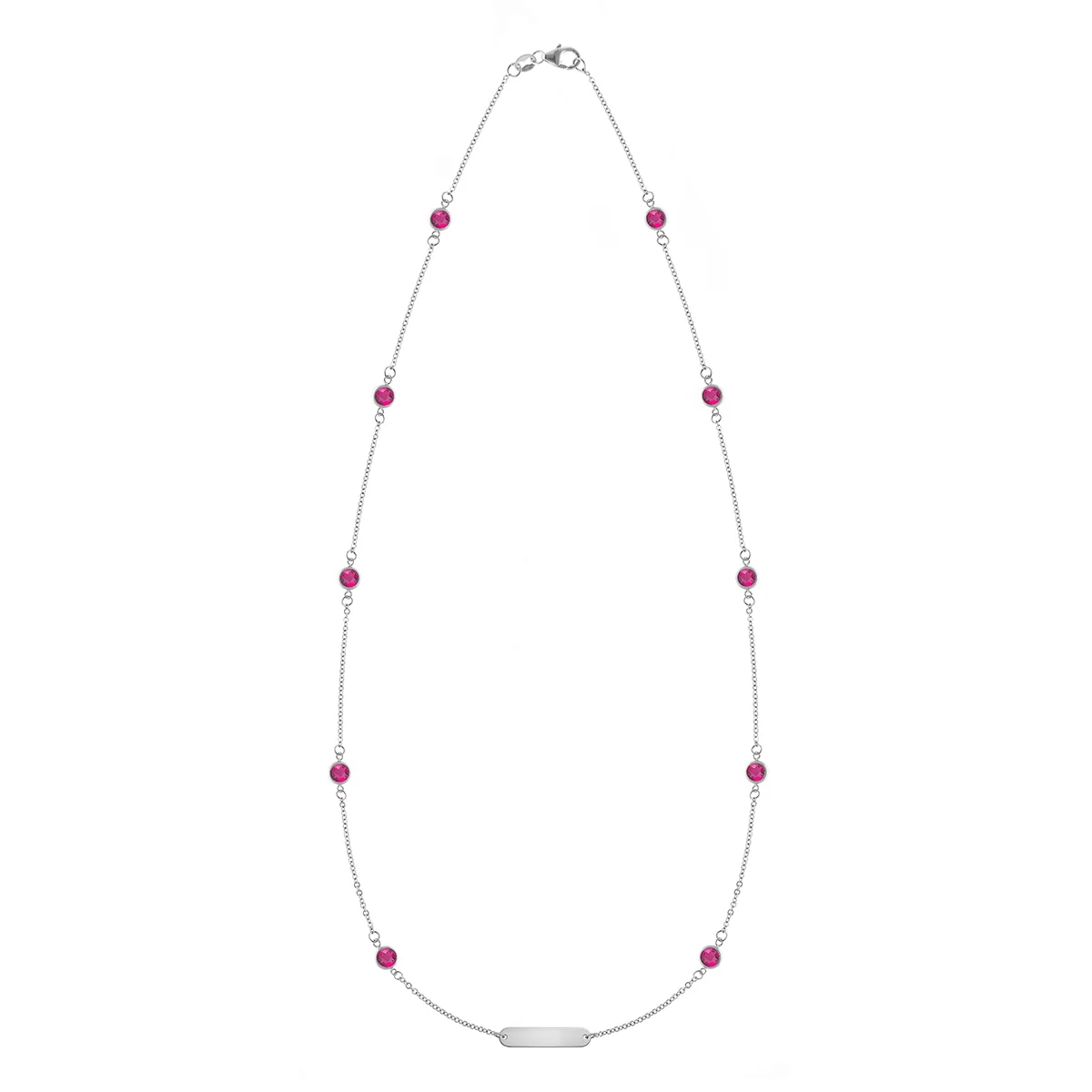 1 Nameplate & 10 Petite Ruby Necklace in 14k Gold (July) - Image 4