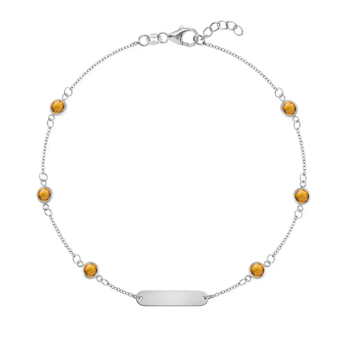1 Nameplate & 6 Petite Citrine Bracelet in 14k Gold (November) - Image 7
