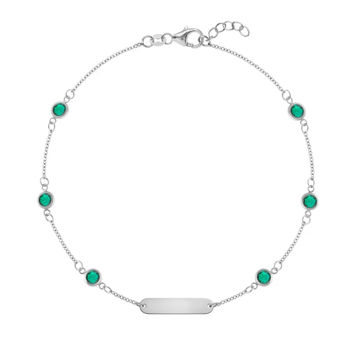 1 Nameplate & 6 Petite Emerald Bracelet in 14k Gold (May) - Image 7