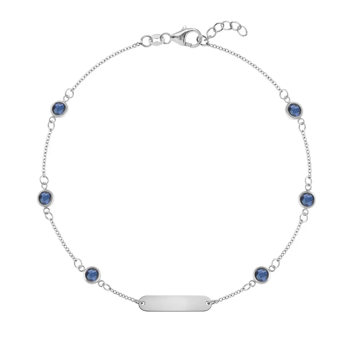 1 Nameplate & 6 Petite Sapphire Bracelet in 14k Gold (September) - Image 7