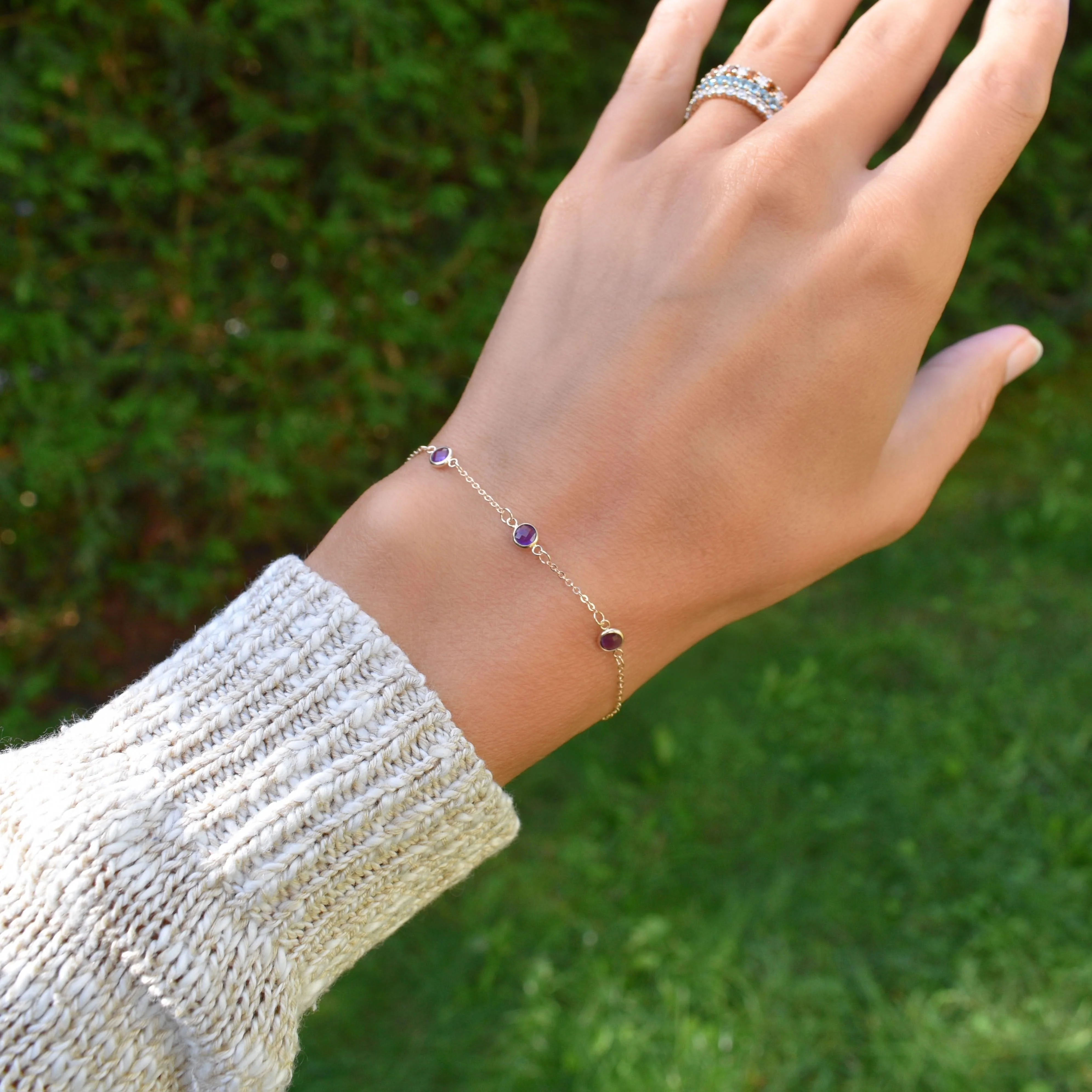 Bayberry 3 Amethyst Bracelet in 14k Gold (February) - Image 10