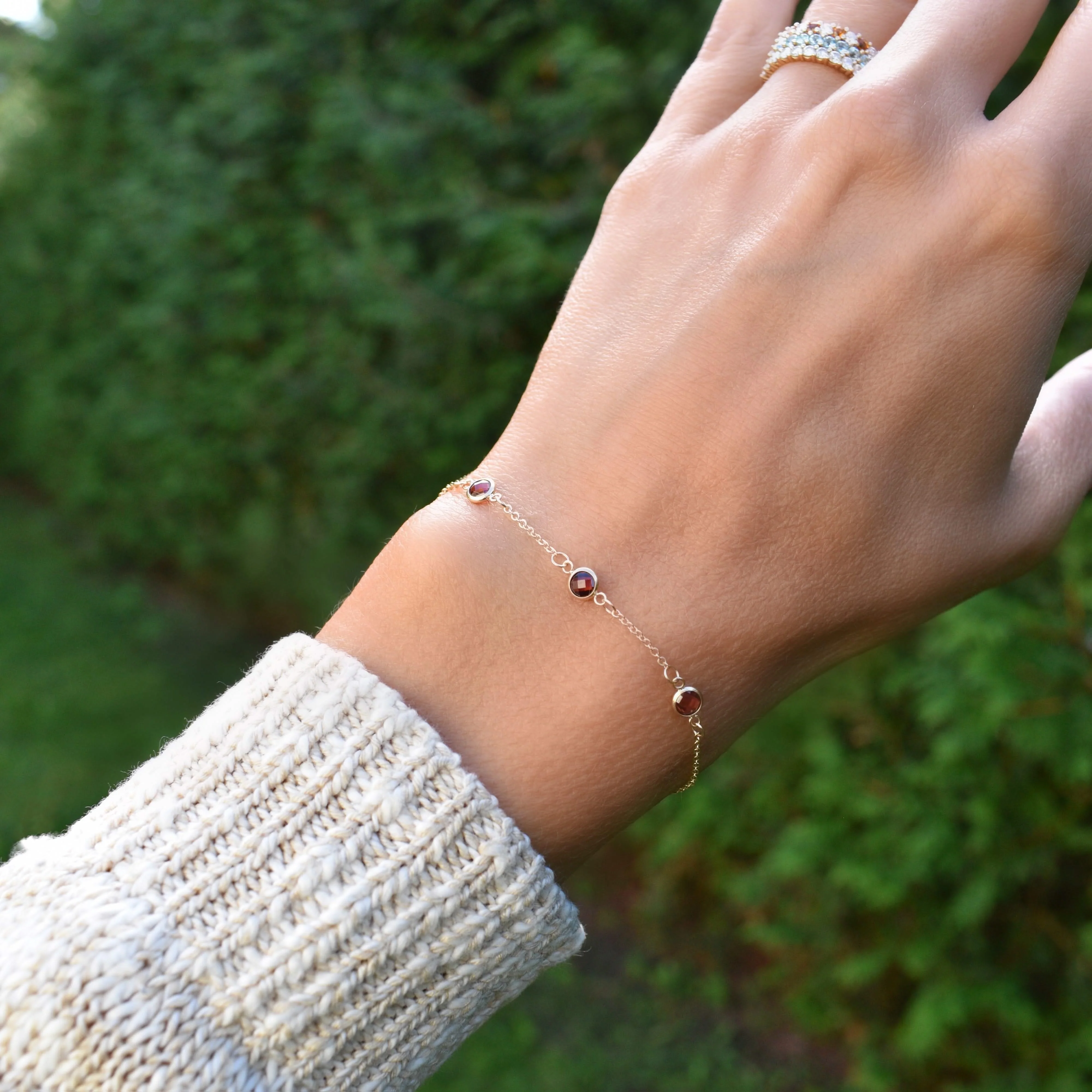 Bayberry 3 Garnet Bracelet in 14k Gold (January) - Image 6