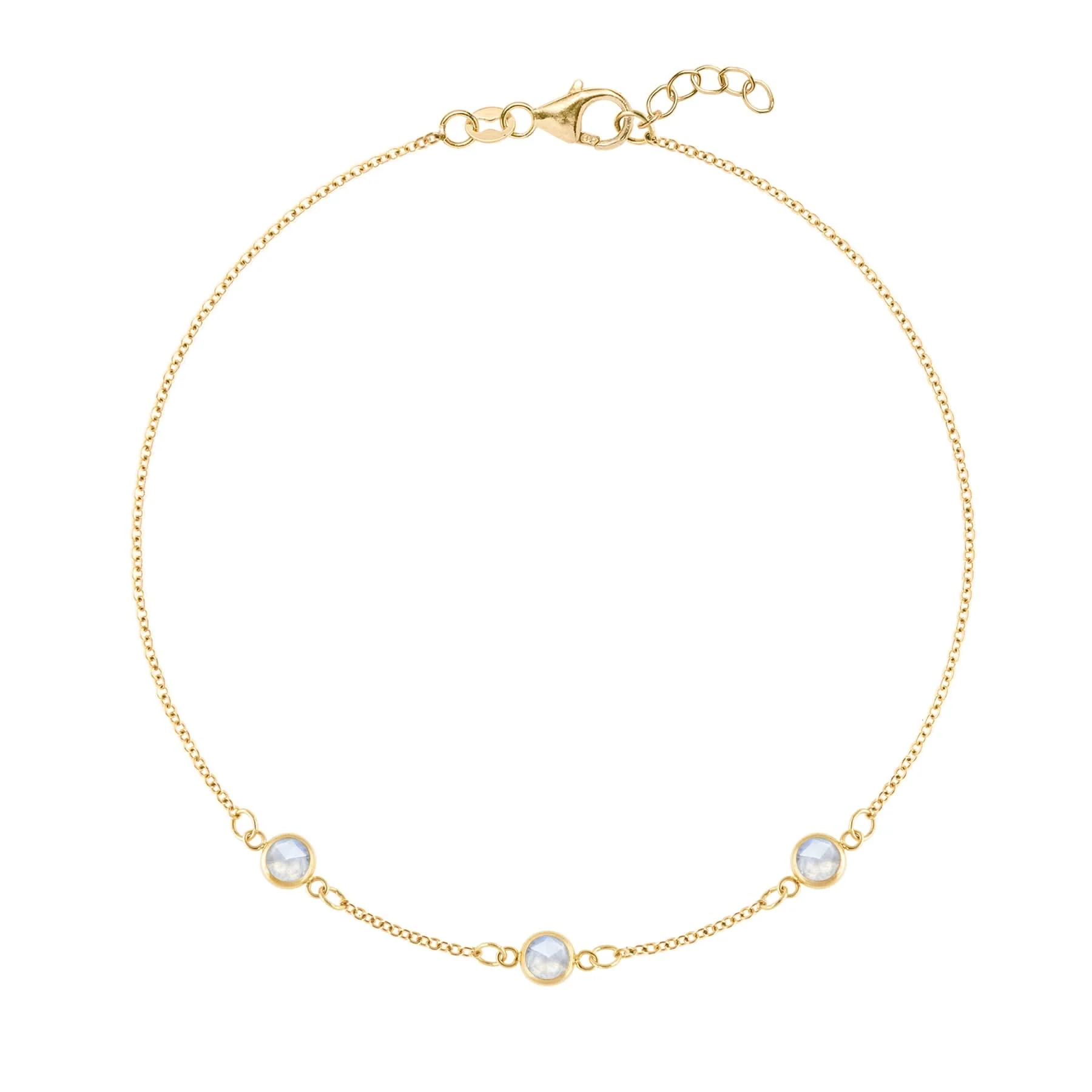 Bayberry 3 Moonstone Bracelet in 14k Gold (June)