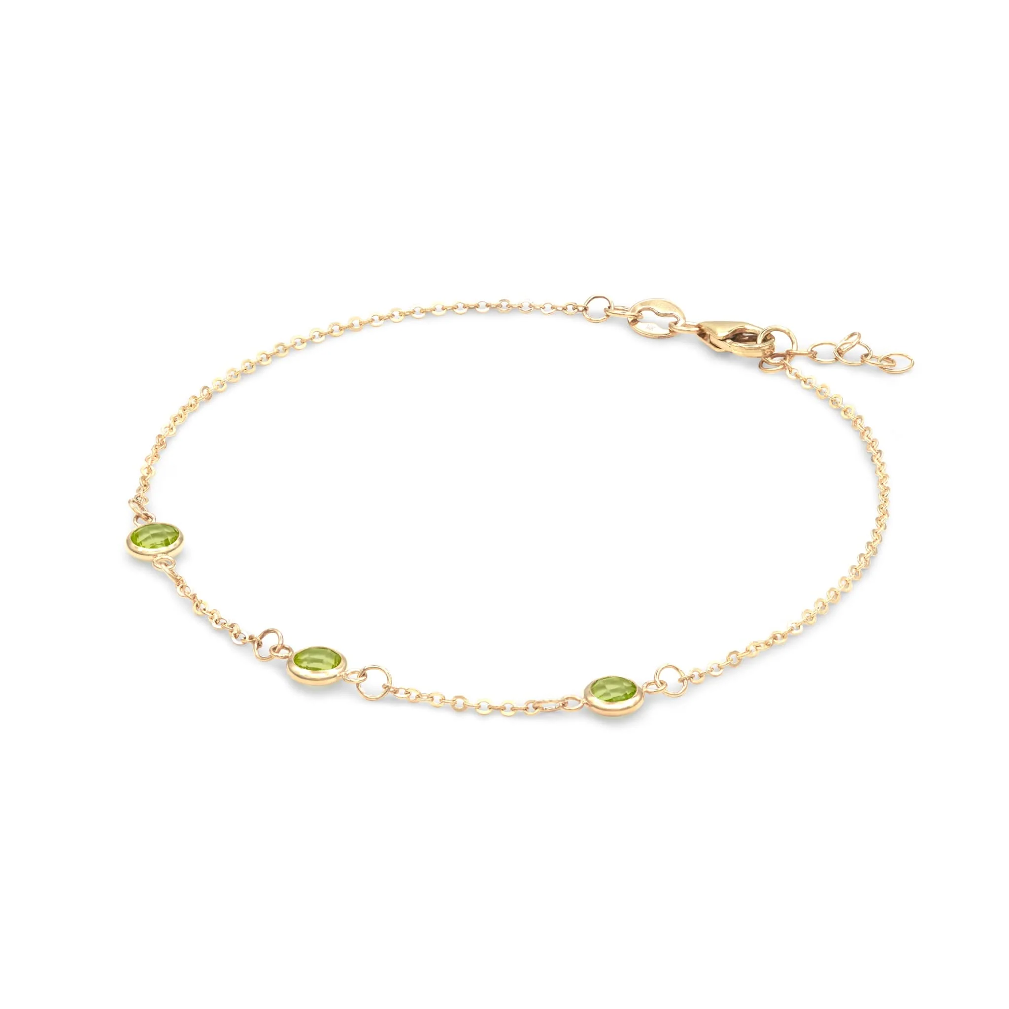 Bayberry 3 Peridot Bracelet in 14k Gold (August) - Image 4