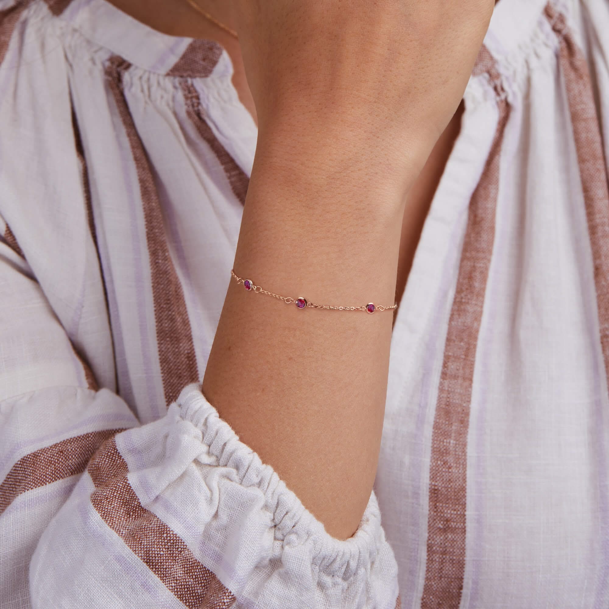 Bayberry 3 Ruby Bracelet in 14k Gold (July) - Image 2