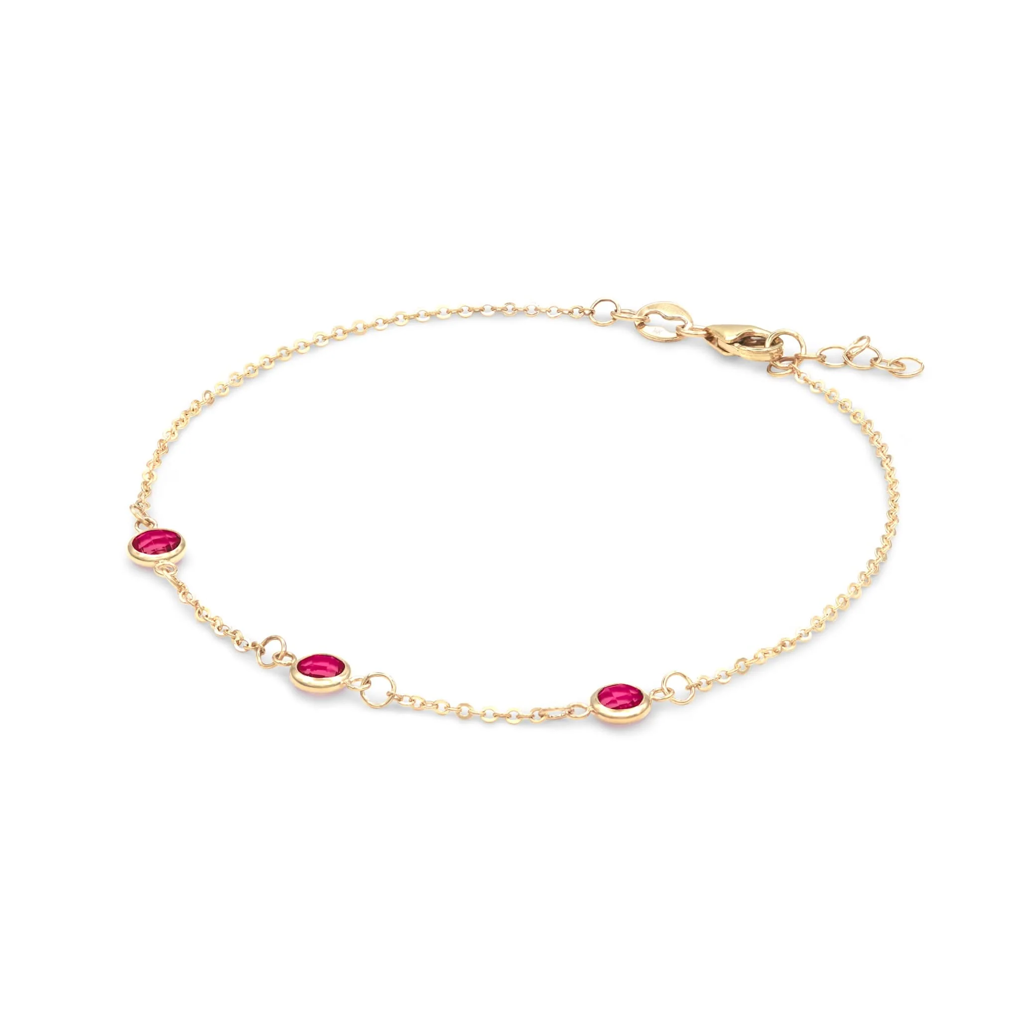 Bayberry 3 Ruby Bracelet in 14k Gold (July) - Image 4