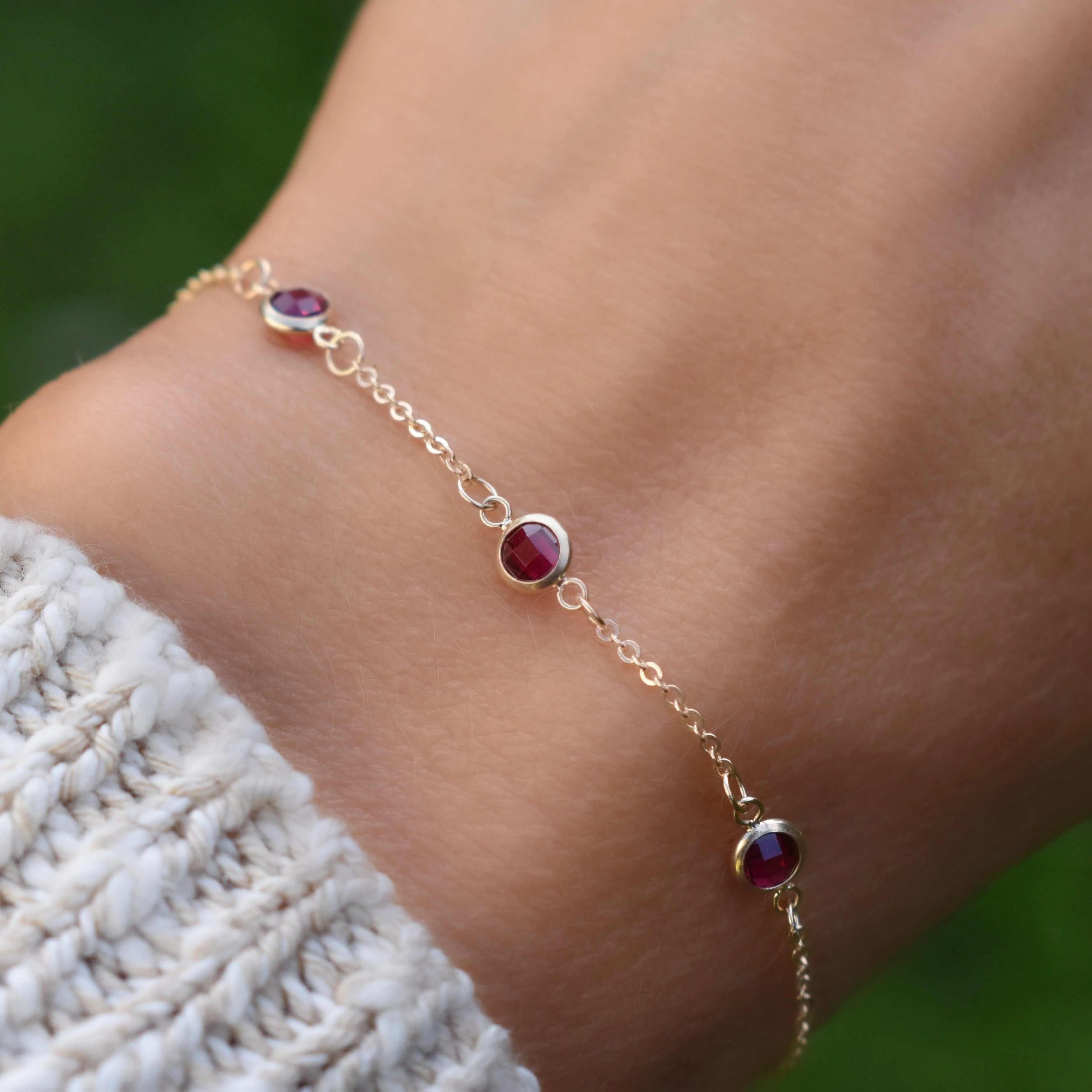 Bayberry 3 Ruby Bracelet in 14k Gold (July) - Image 9