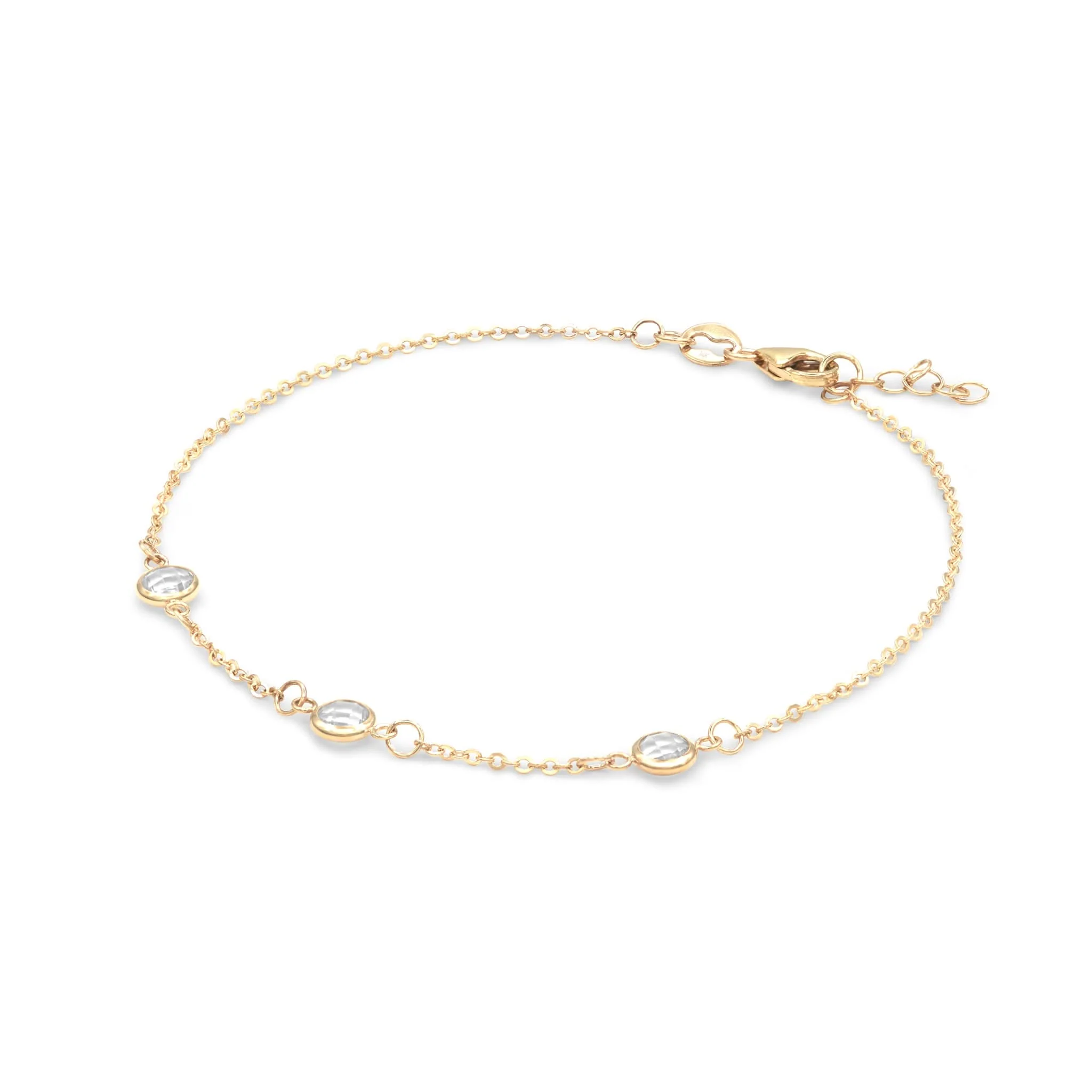 Bayberry 3 White Topaz Bracelet in 14k Gold (April) - Image 4