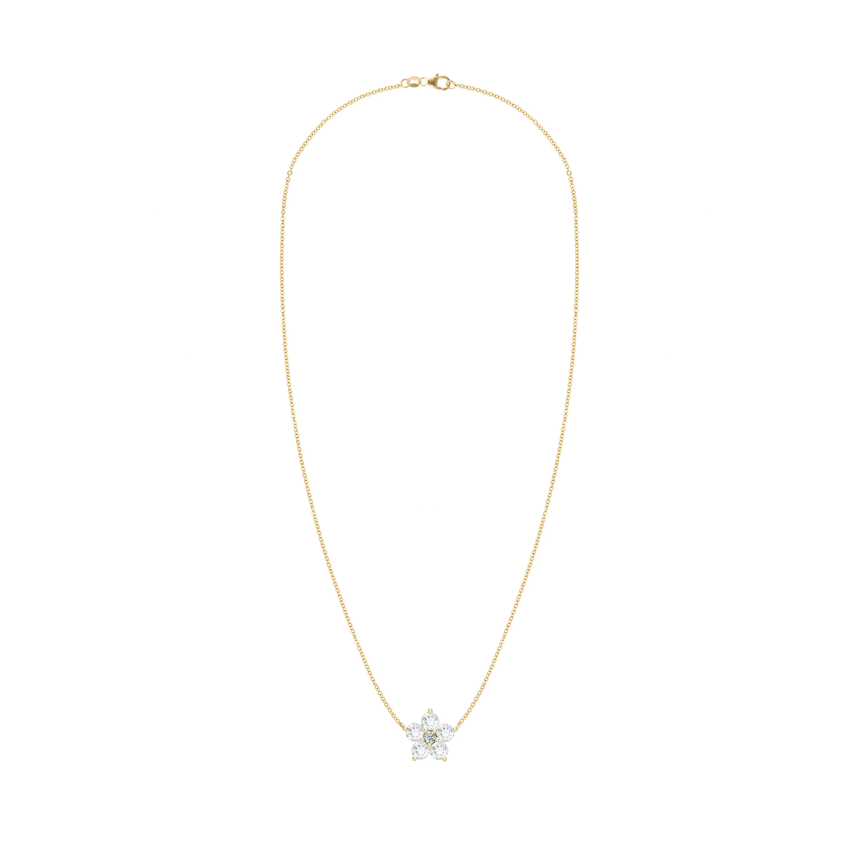 Greenwich Flower Birthstone & Diamond Necklace in 14k Gold - Image 5
