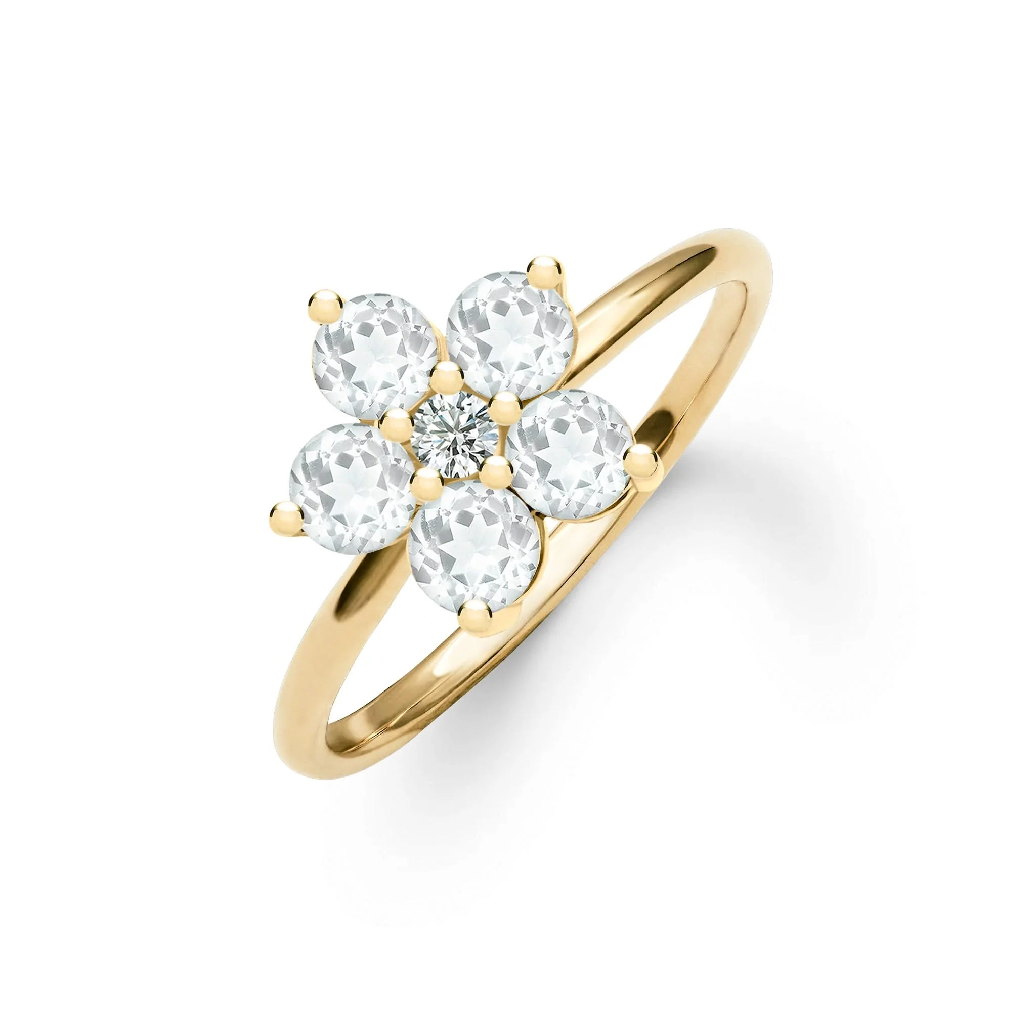 Greenwich Flower Birthstone & Diamond Ring in 14k Gold - Image 4