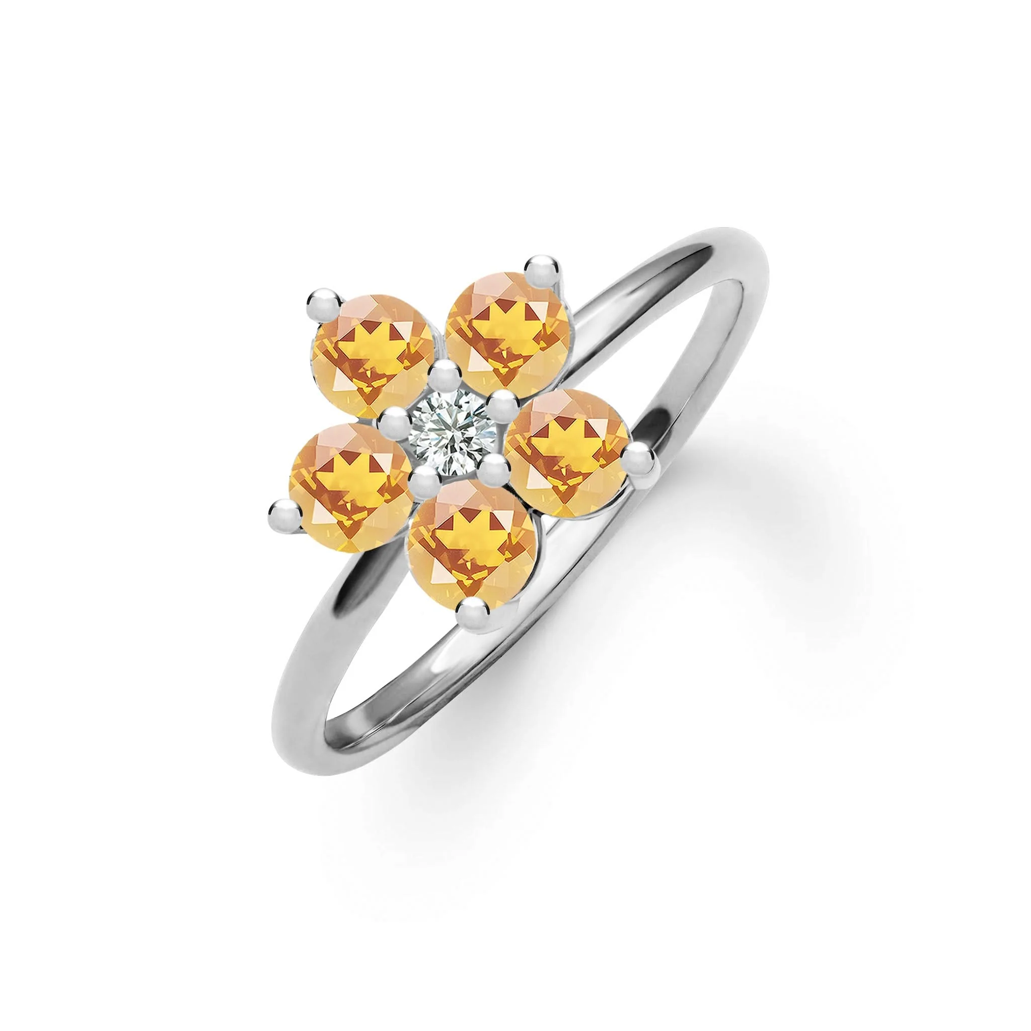 Greenwich Flower Citrine & Diamond Ring in 14k Gold (November) - Image 5