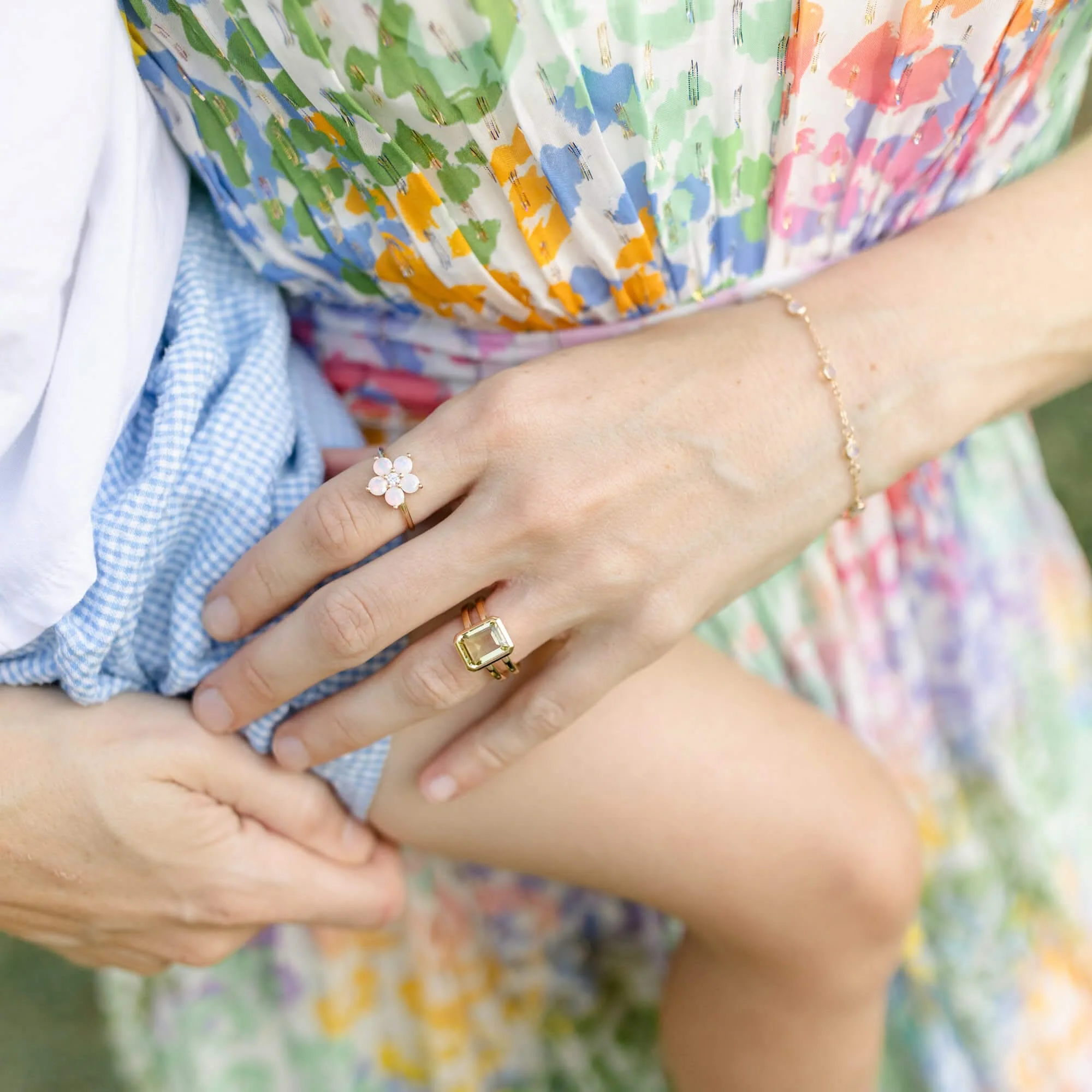 Greenwich Flower Opal & Diamond Ring in 14k Gold (October) - Image 10