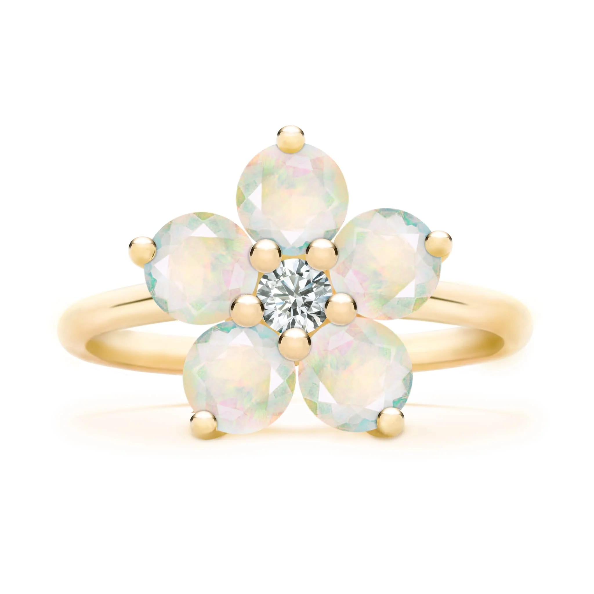 Greenwich Flower Opal & Diamond Ring in 14k Gold (October) - Image 4