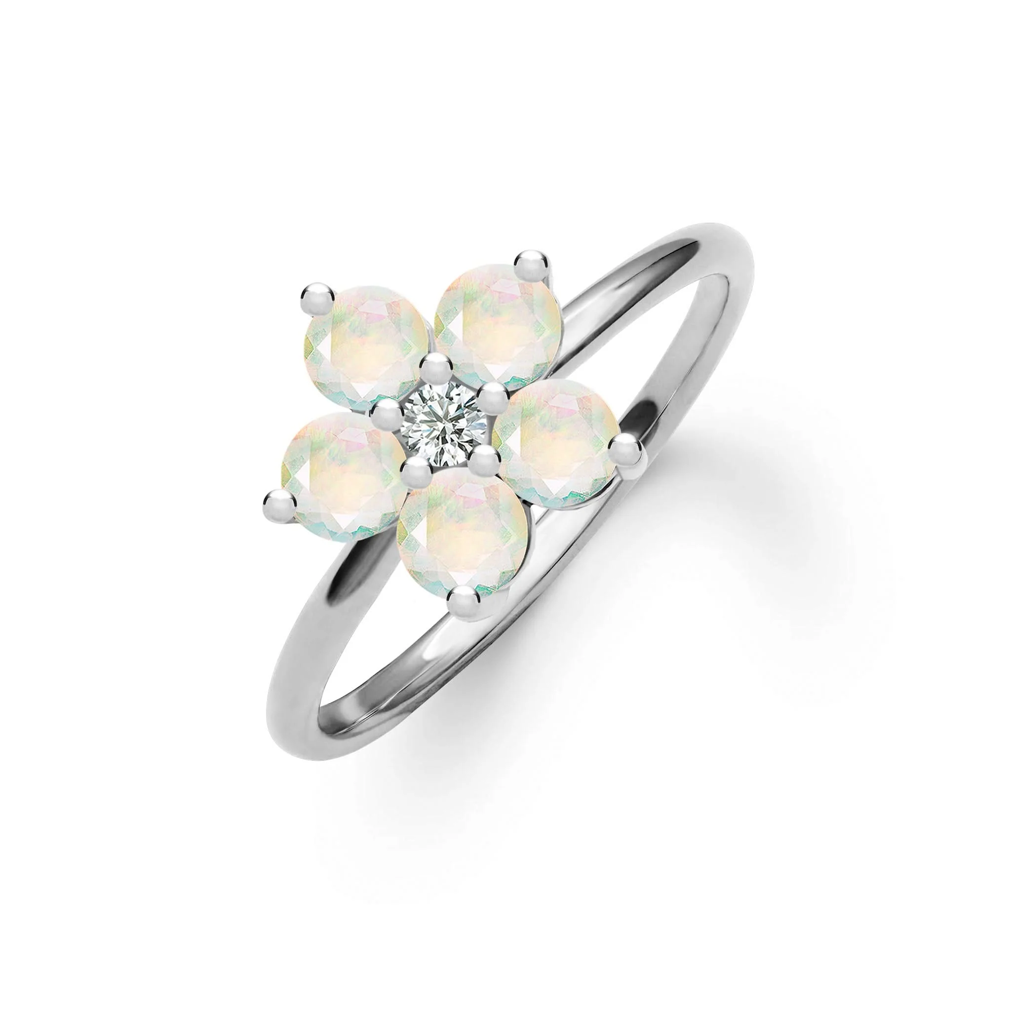 Greenwich Flower Opal & Diamond Ring in 14k Gold (October) - Image 5