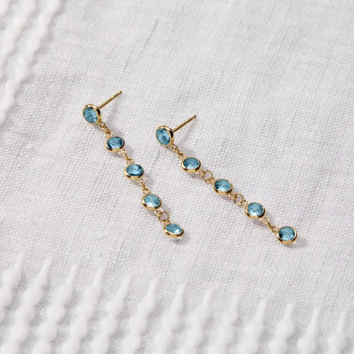 Newport Nantucket Blue Topaz Earrings in 14k Gold (December) - Image 3