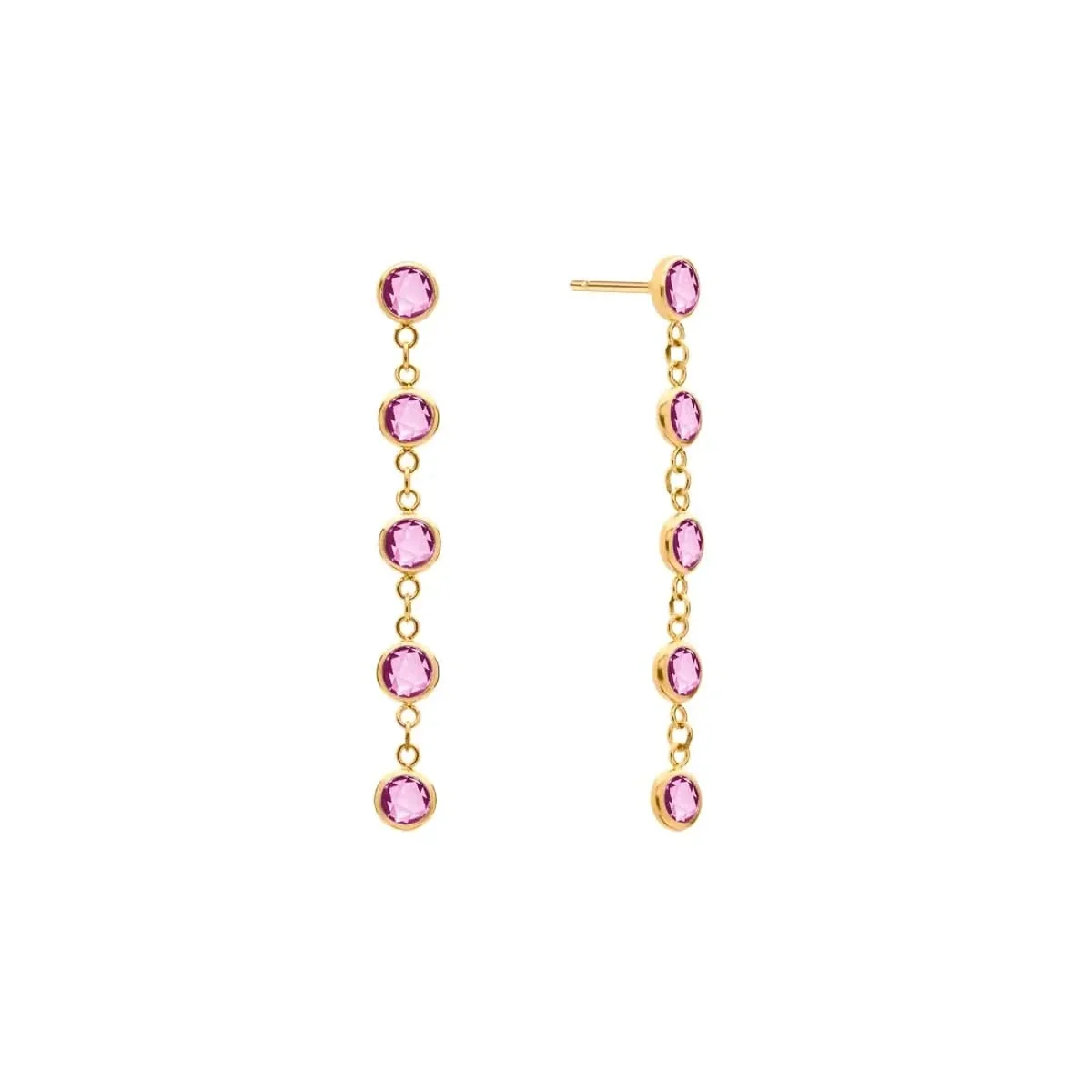 Newport Pink Sapphire Earrings in 14k Gold (October)