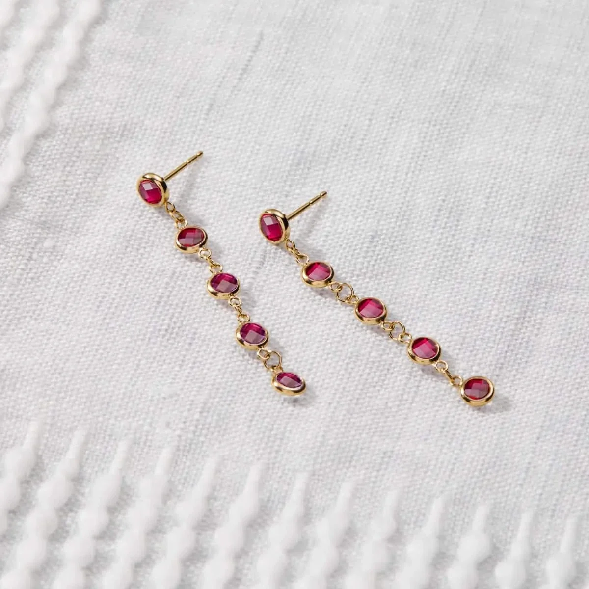 Newport Ruby Earrings in 14k Gold (July) - Image 3