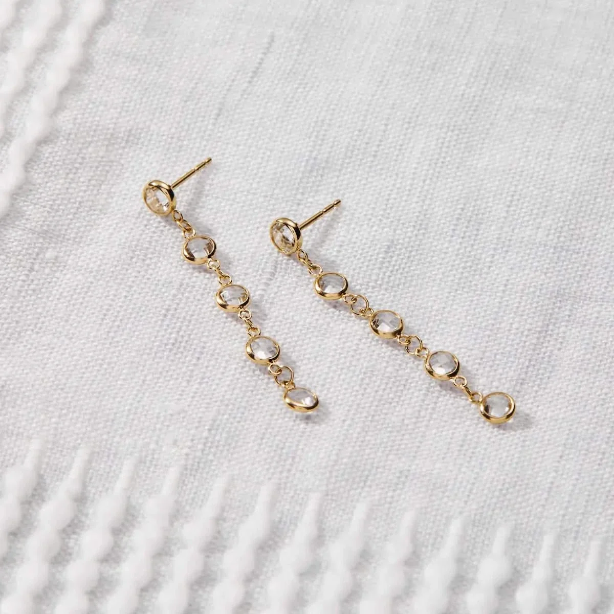 Newport White Topaz Earrings in 14k Gold (April) - Image 3