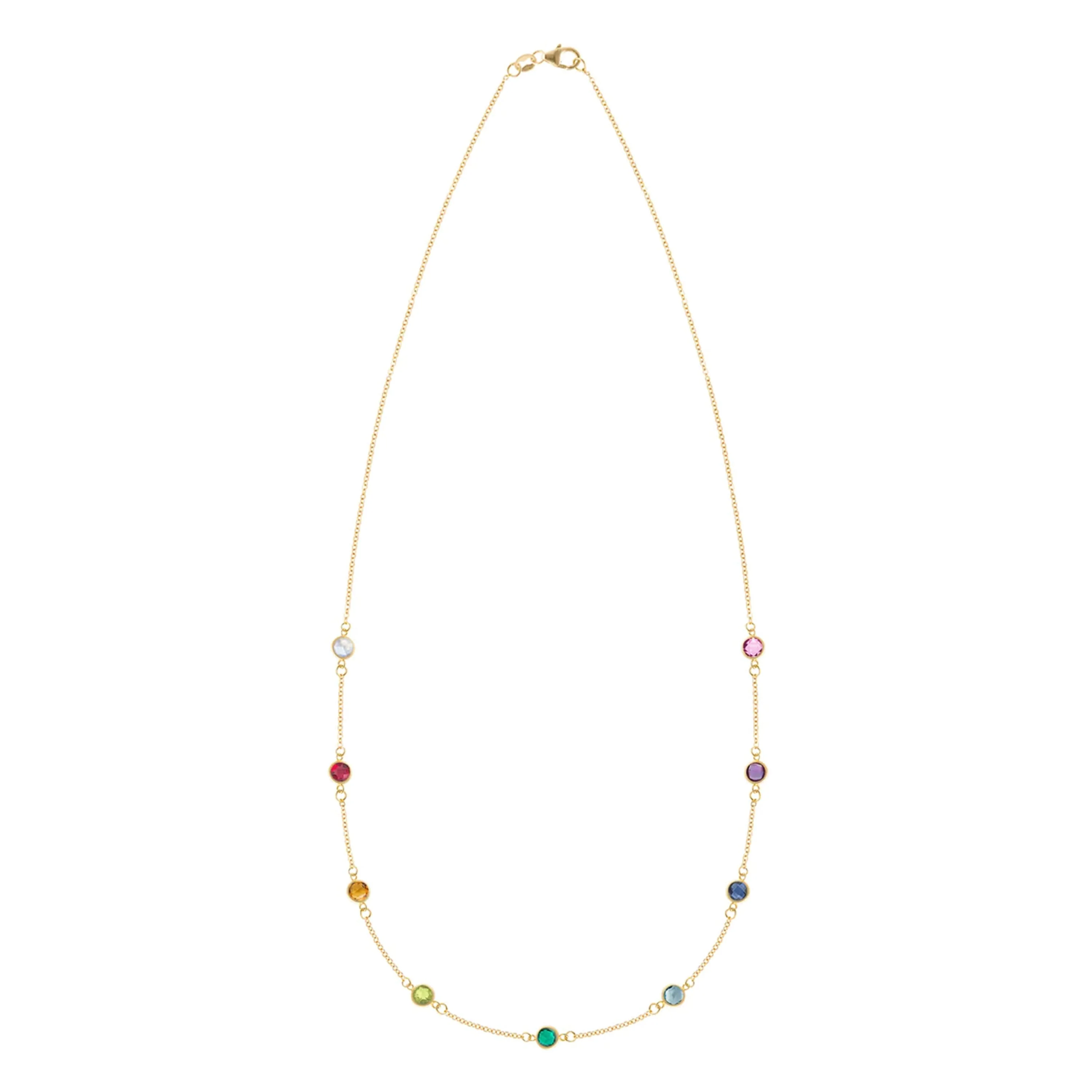 Rainbow 9 Stone Necklace in 14k Gold - Image 4