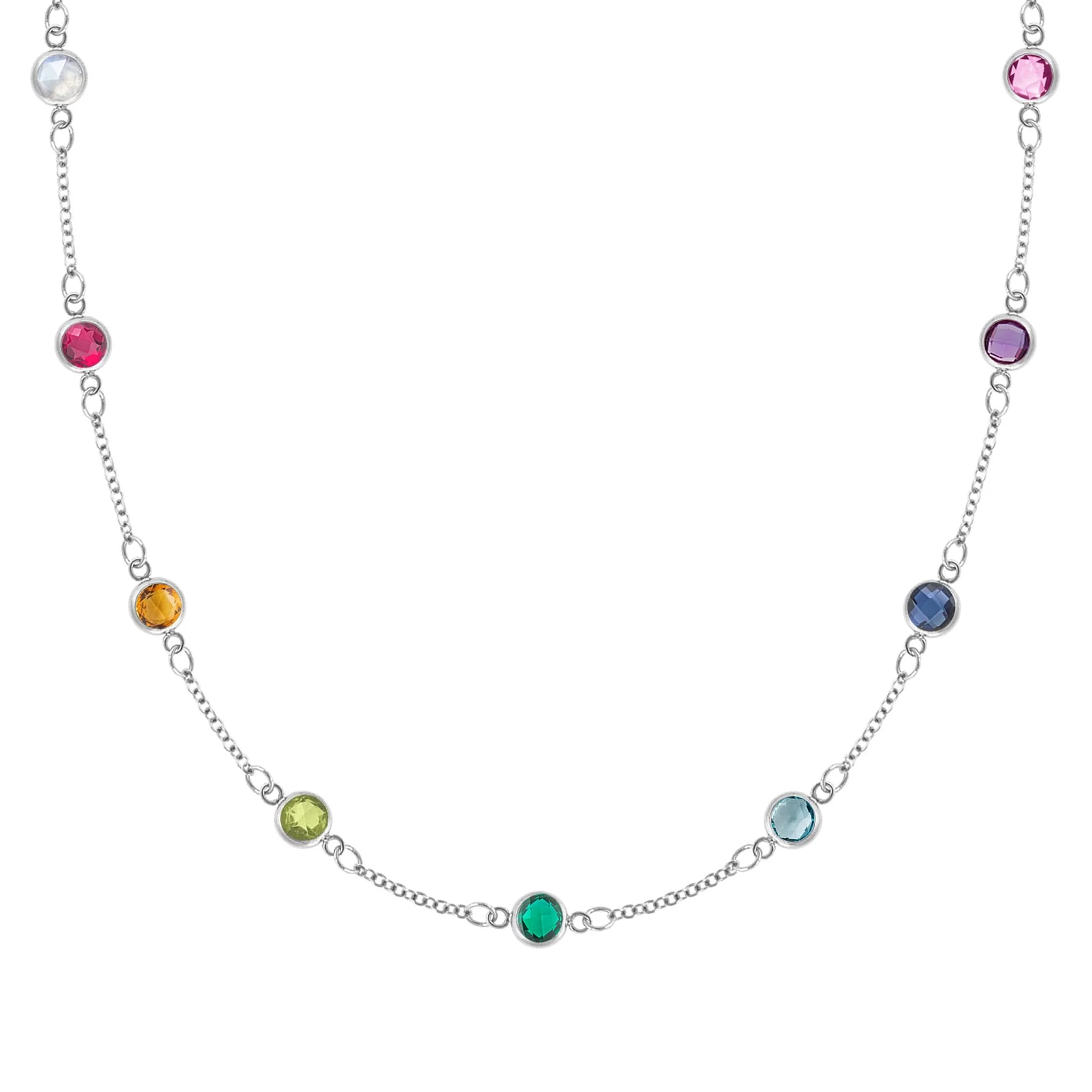 Rainbow 9 Stone Necklace in 14k Gold - Image 6