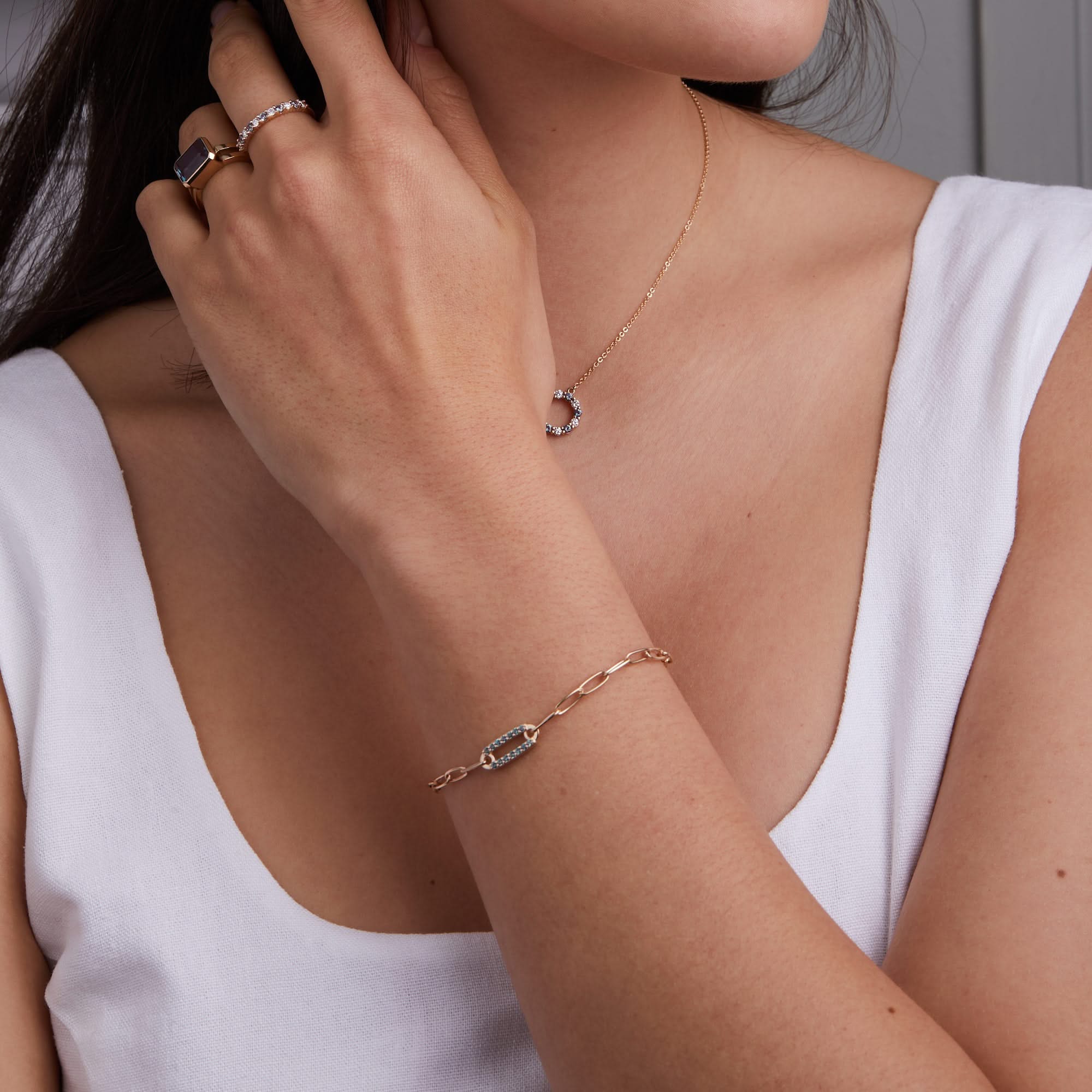 Adelaide 1 Pavé Alexandrite Link Bracelet in 14k Gold (June) - Image 8