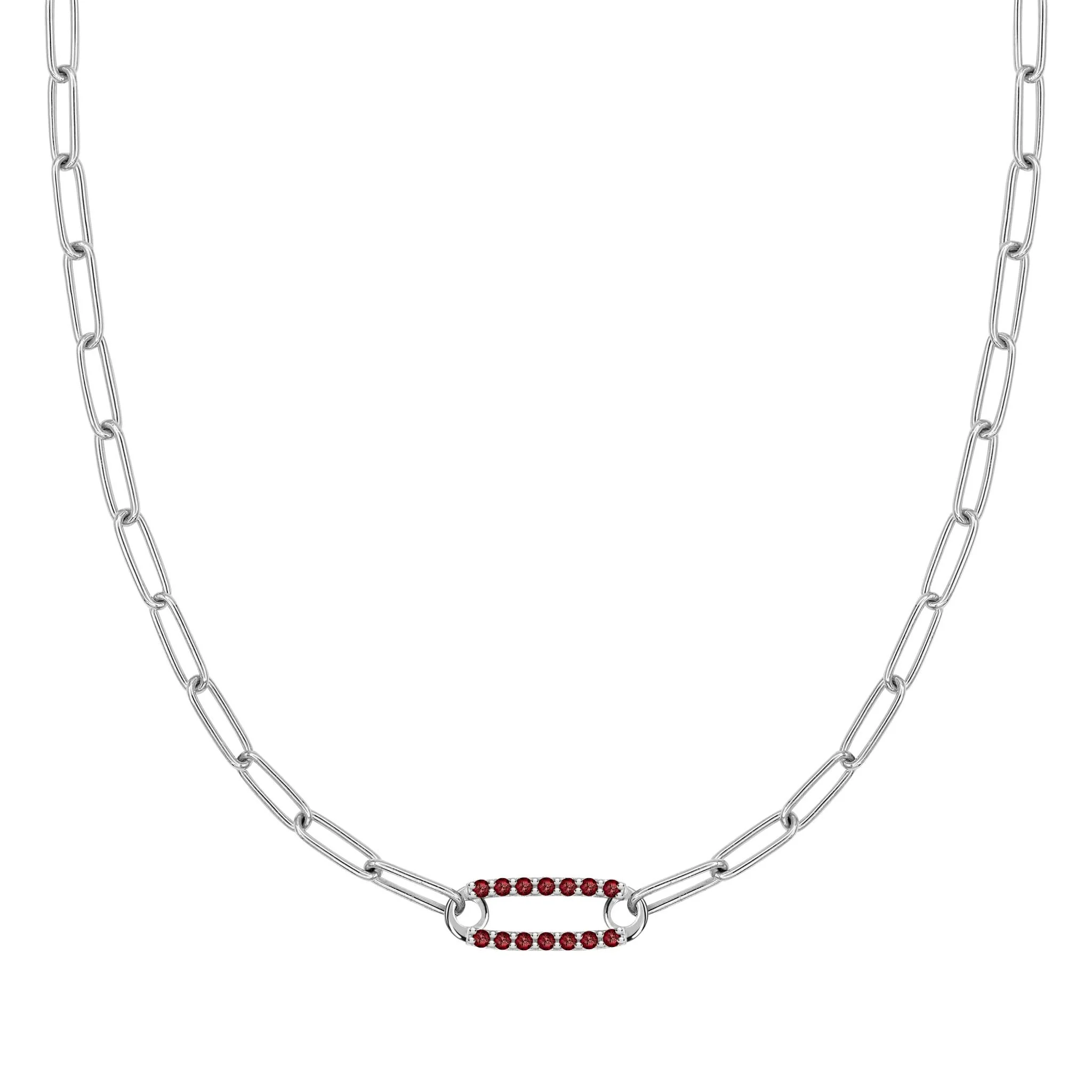 Adelaide 1 Pavé Garnet Link Necklace in 14k Gold (January) - Image 8