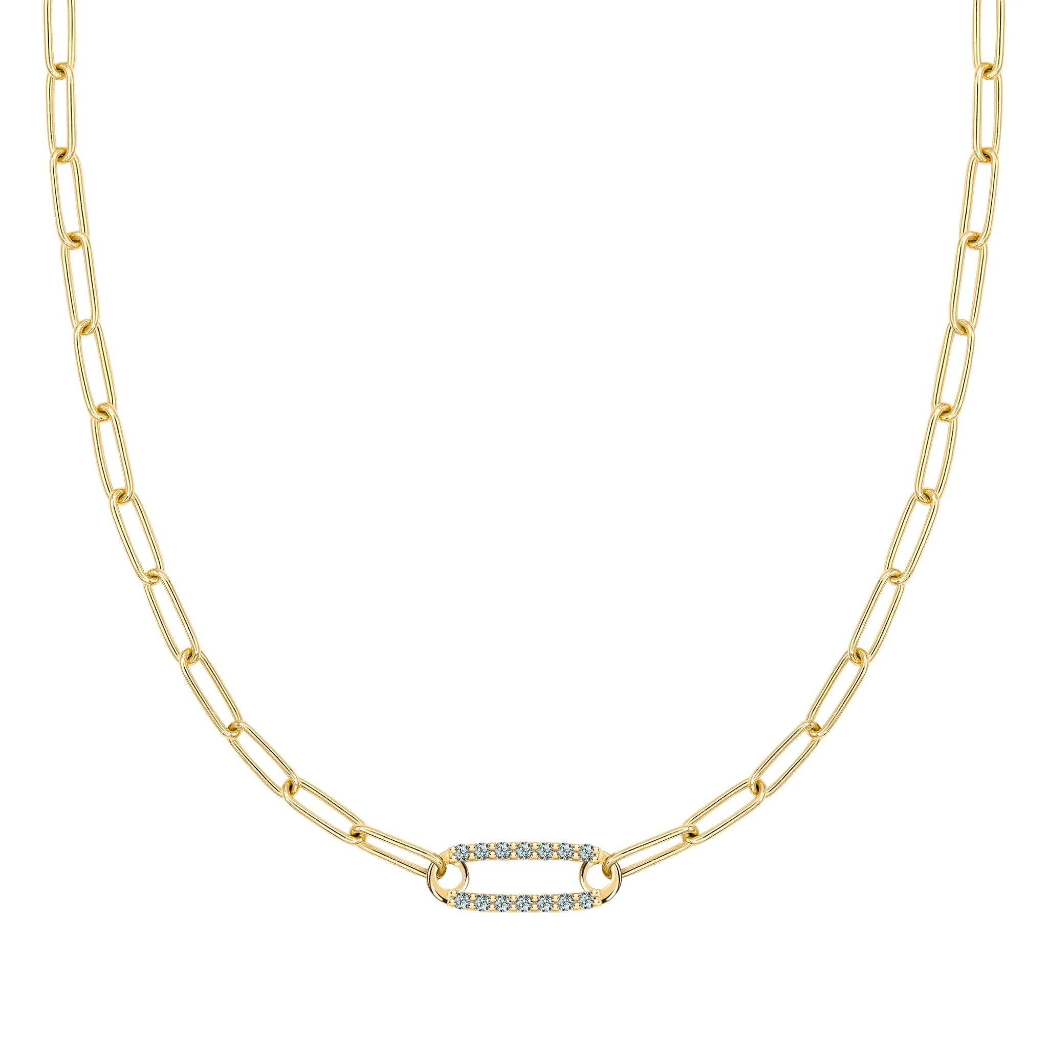 Adelaide 1 Pavé Alexandrite Link Necklace in 14k Gold (June)