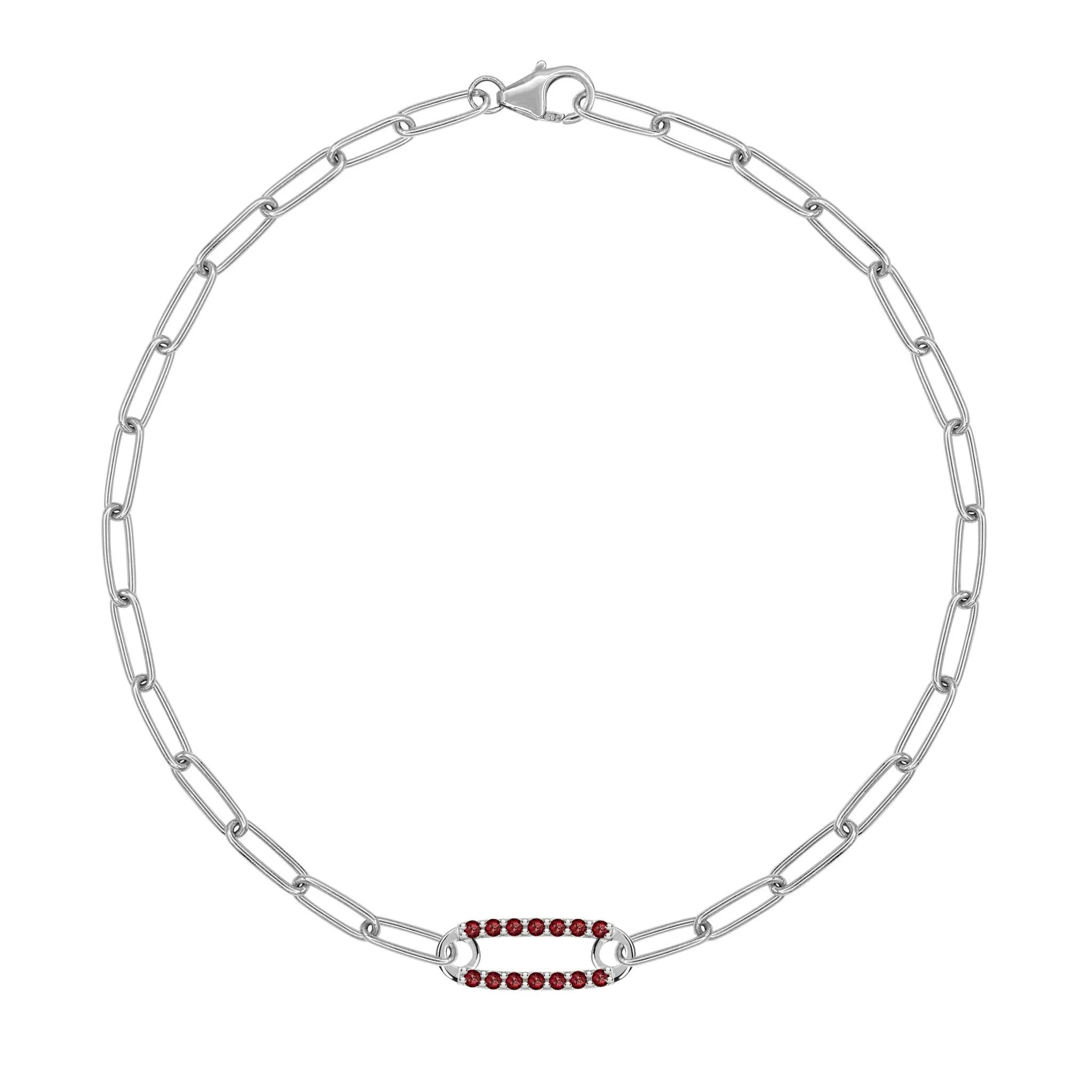 Adelaide 1 Pavé Garnet Link Bracelet in 14k Gold (January) - Image 8