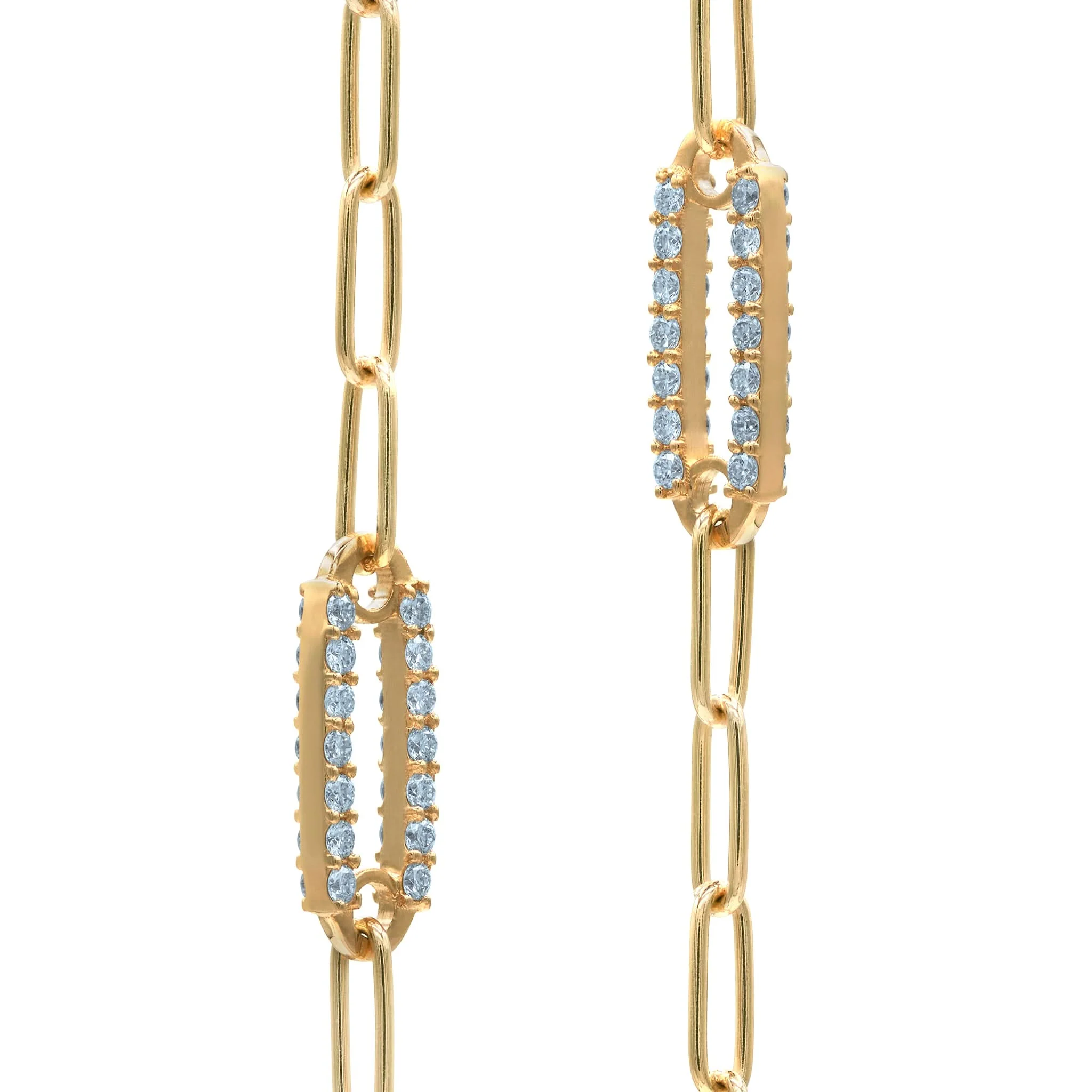 Adelaide 1 Pavé Nantucket Blue Topaz Link Bracelet in 14k Gold (December) - Image 4