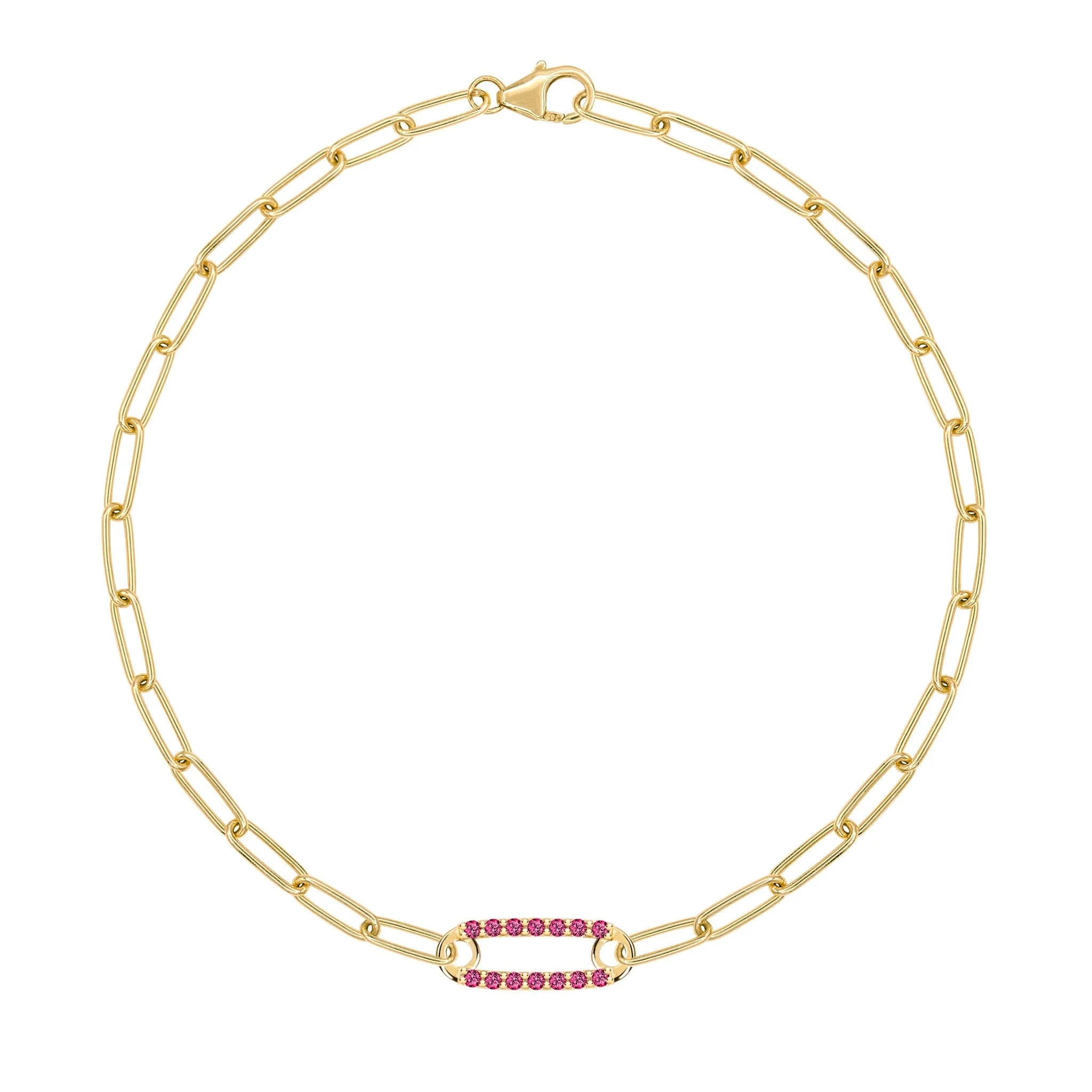 Adelaide 1 Pavé Ruby Link Bracelet in 14k Gold (July)