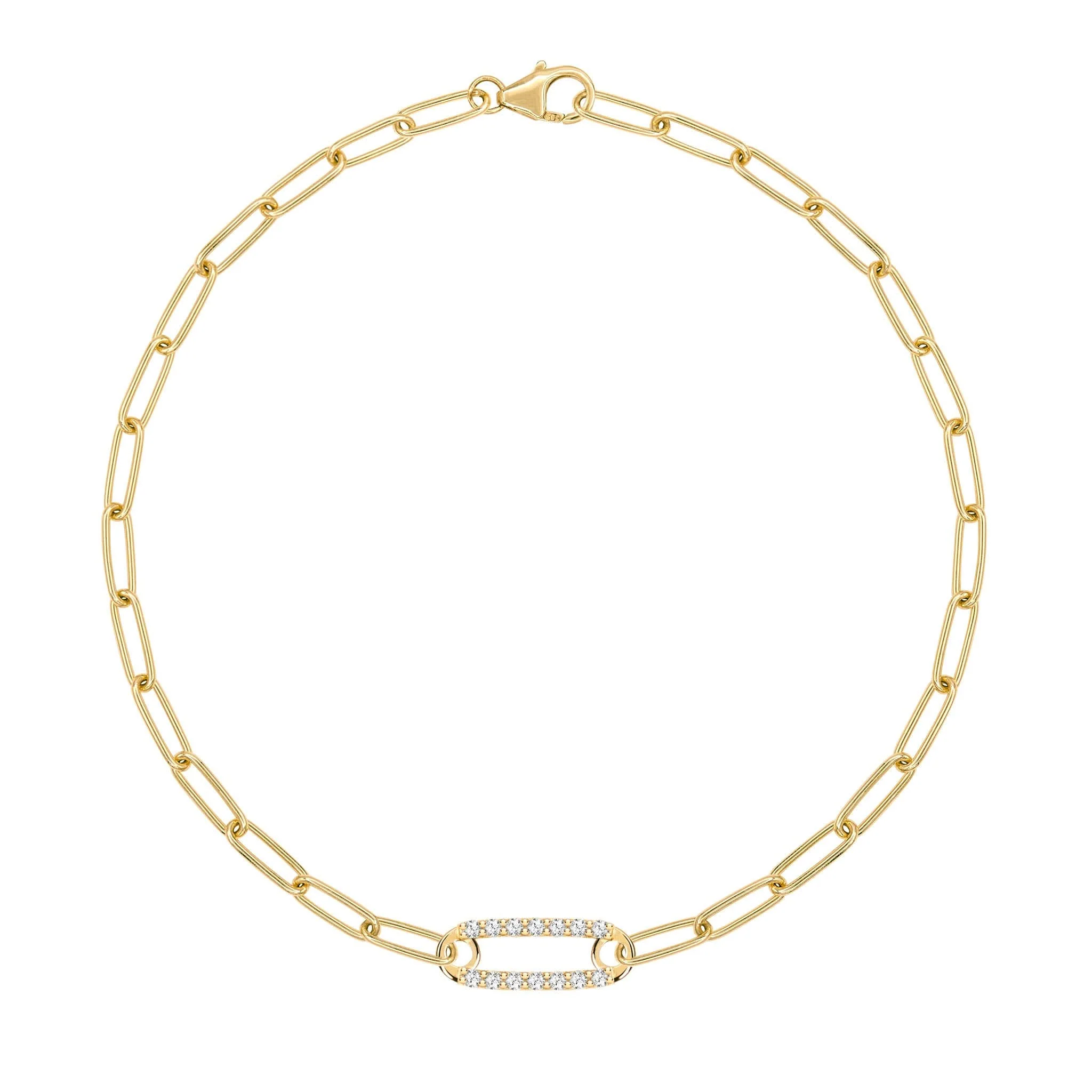 Adelaide 1 Pavé White Topaz Link Bracelet in 14k Gold (April)