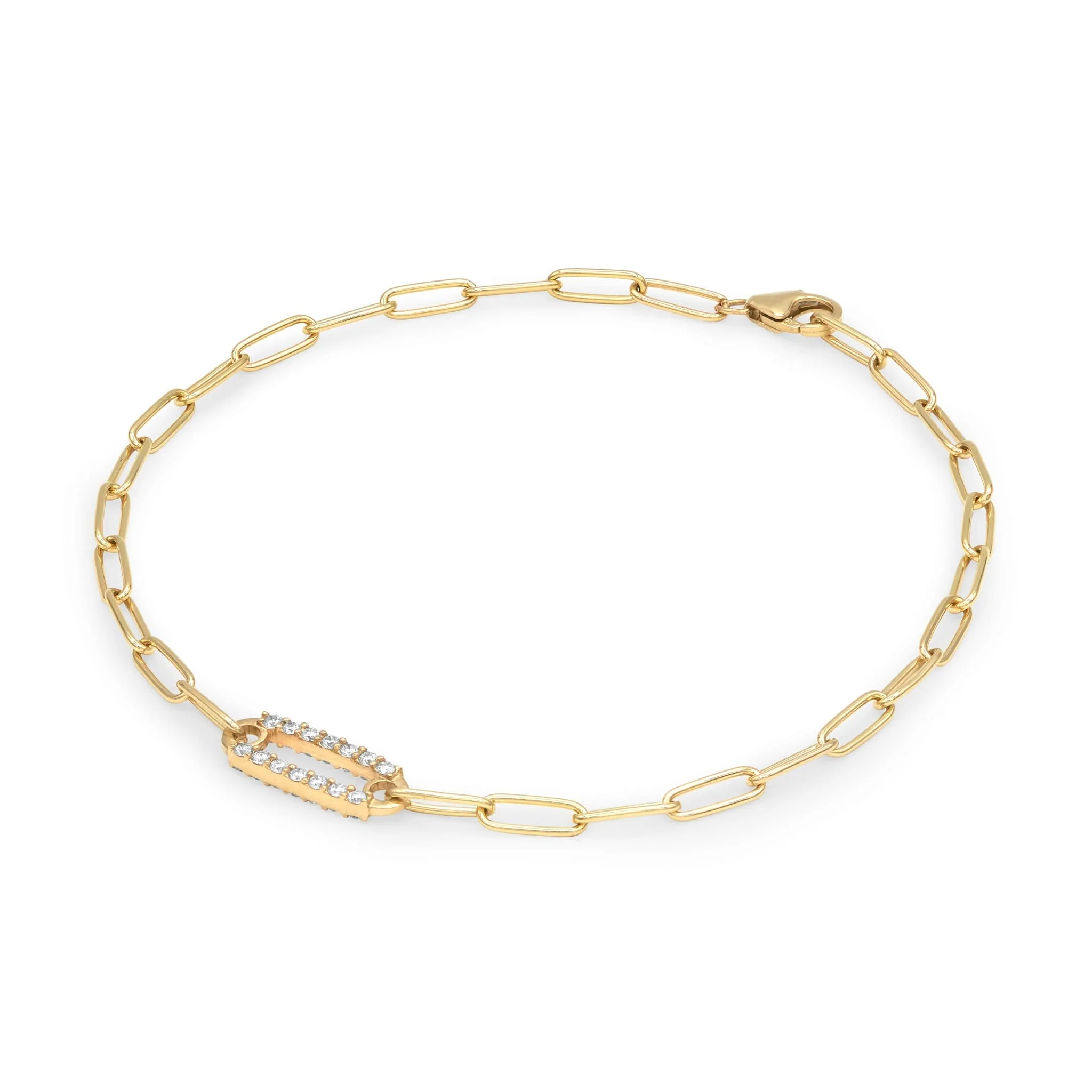 Adelaide 1 Pavé White Topaz Link Bracelet in 14k Gold (April) - Image 5
