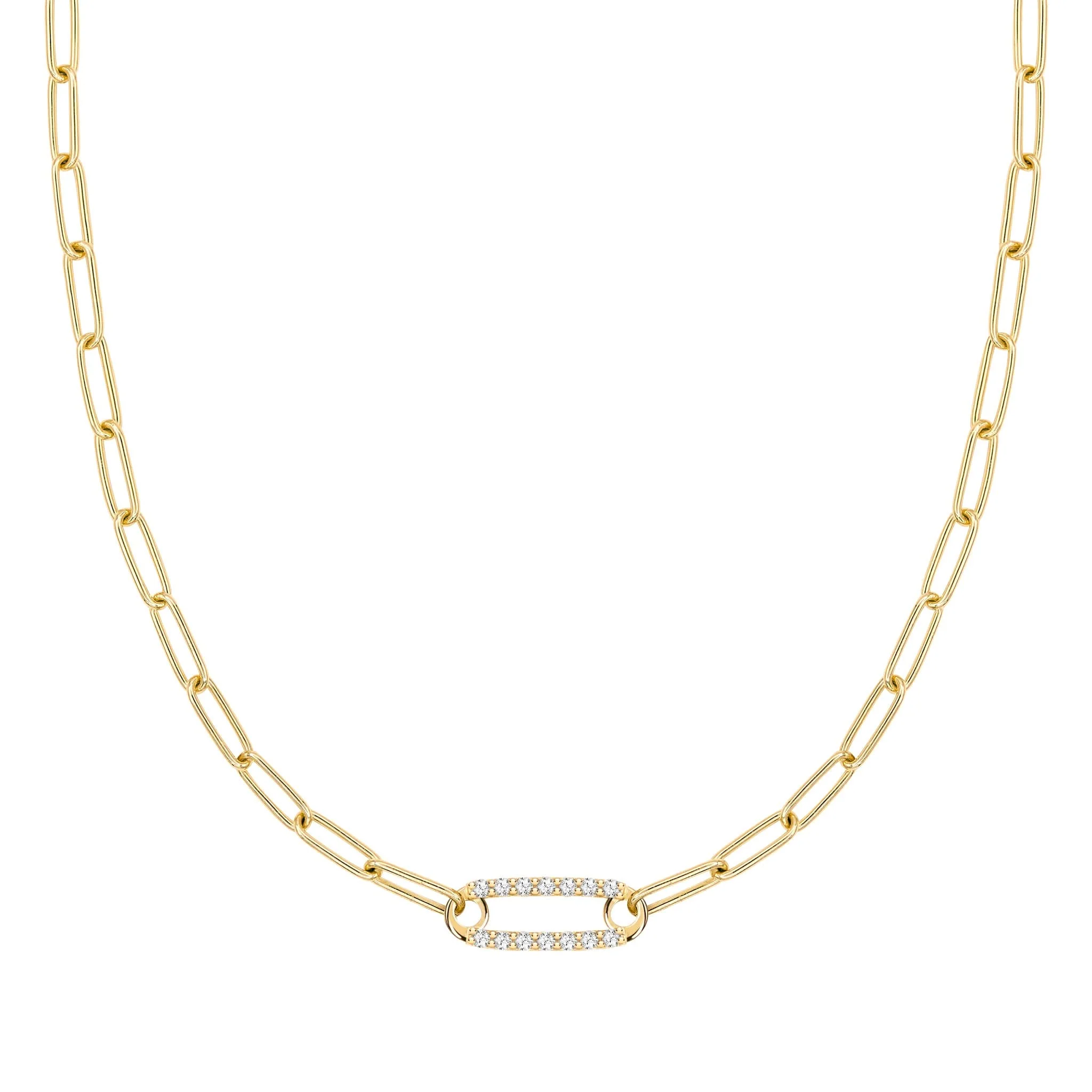 Adelaide 1 Pavé White Topaz Link Necklace in 14k Gold (April)