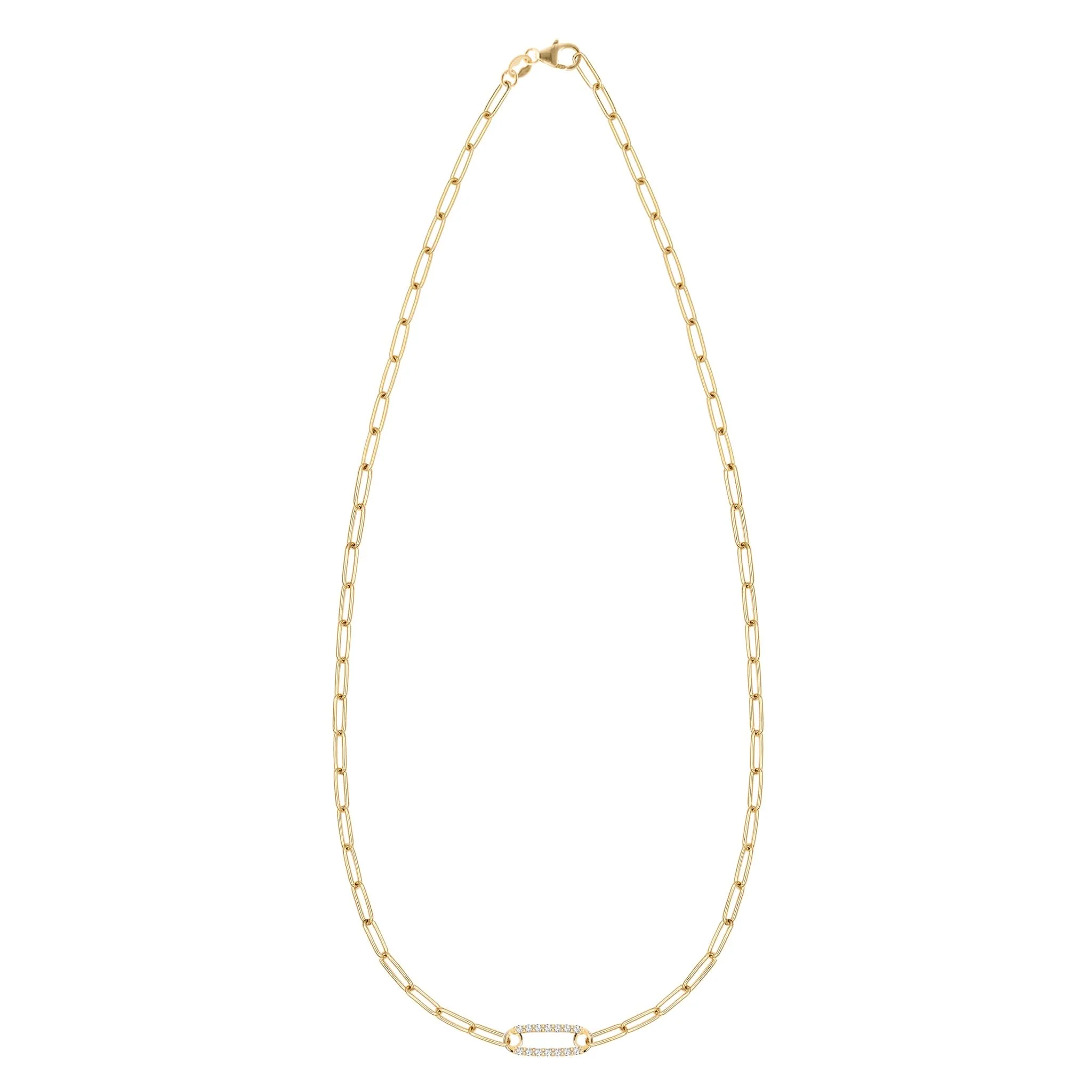 Adelaide 1 Pavé White Topaz Link Necklace in 14k Gold (April) - Image 5